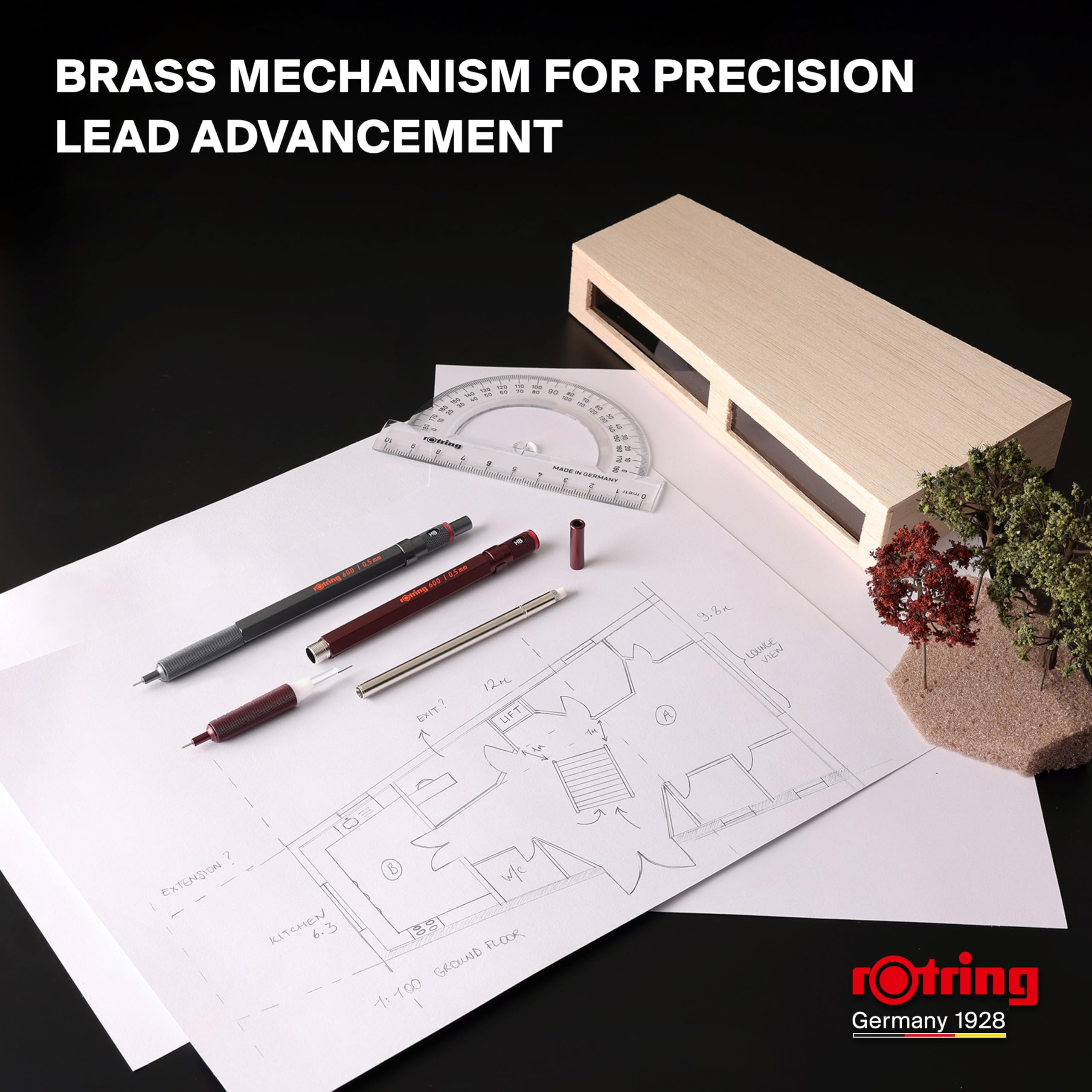 rOtring 600 Mechanical Pencil - 0.5mm HB Lead | All-Metal Body | Chocolate Truffle 7
