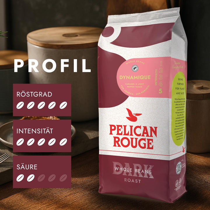 Pelican Rouge DYNAMIQUE Whole Dark Roasted Coffee Beans | 75% Arabica | Rainforest Alliance Certified