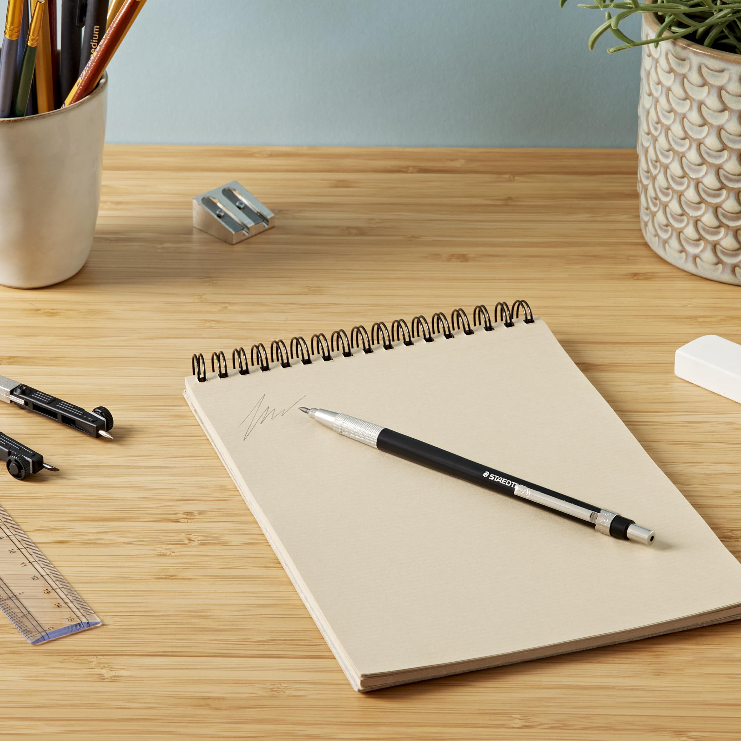 STAEDTLER Mars Technico 780 C BKP6 Mechanical Pencil with HB Lead and Eraser | 2mm Lead | Black