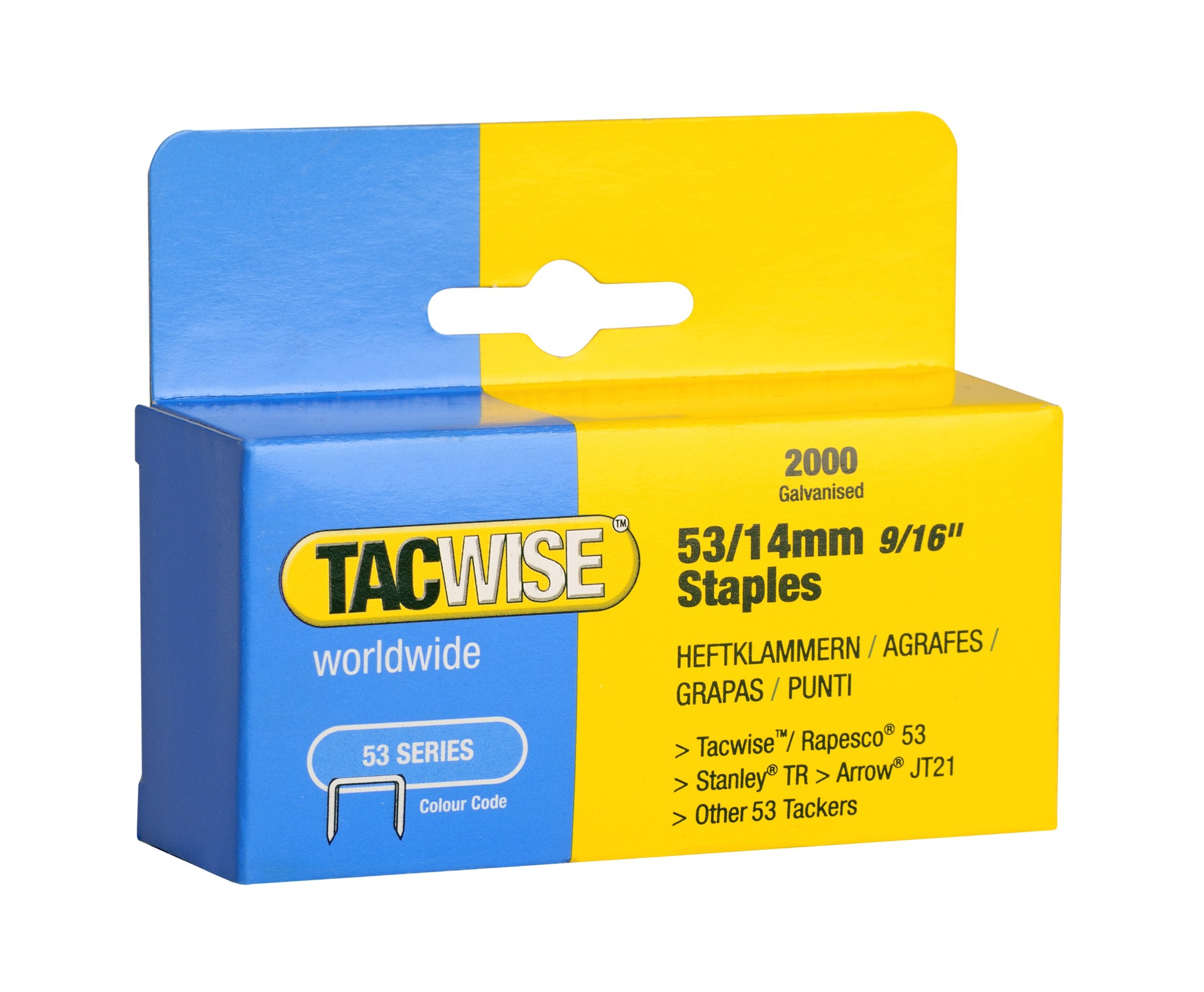 Tacwise 0338 Type 53/14mm Galvanised Staples - Pack of 2000 | Strong Hold | For DIY & Upholstery