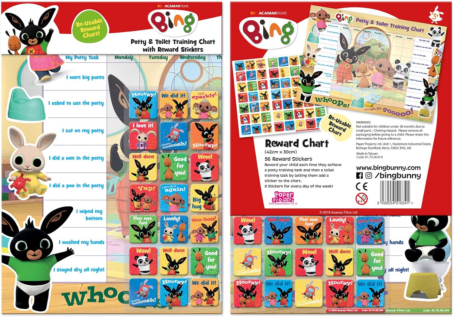 Bing Potty & Training Reward Chart with 56 Reusable Stickers - Ages 3-6 5