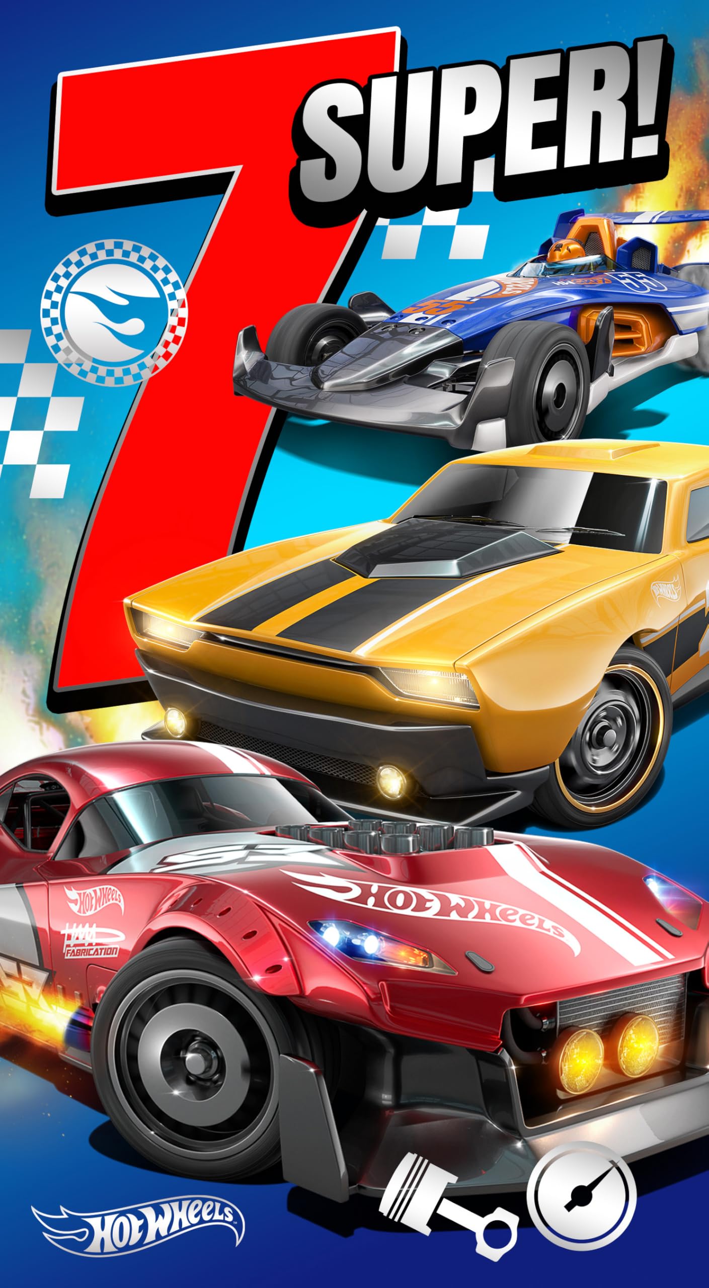 Danilo Promotions Ltd Hot Wheels Birthday Card - Age 7 | Racing Design | 22.86 cm x 12.7 cm 1