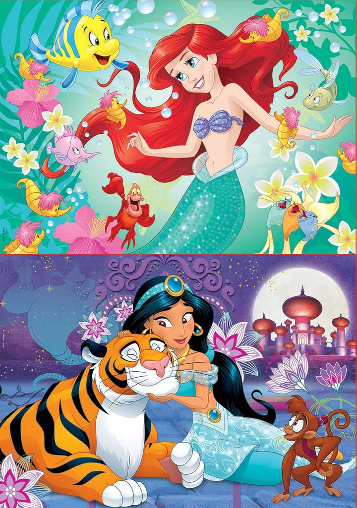 Educa - Ariel and Jasmine 2 x 48-Piece Jigsaw Puzzles, Multicoloured (18213)