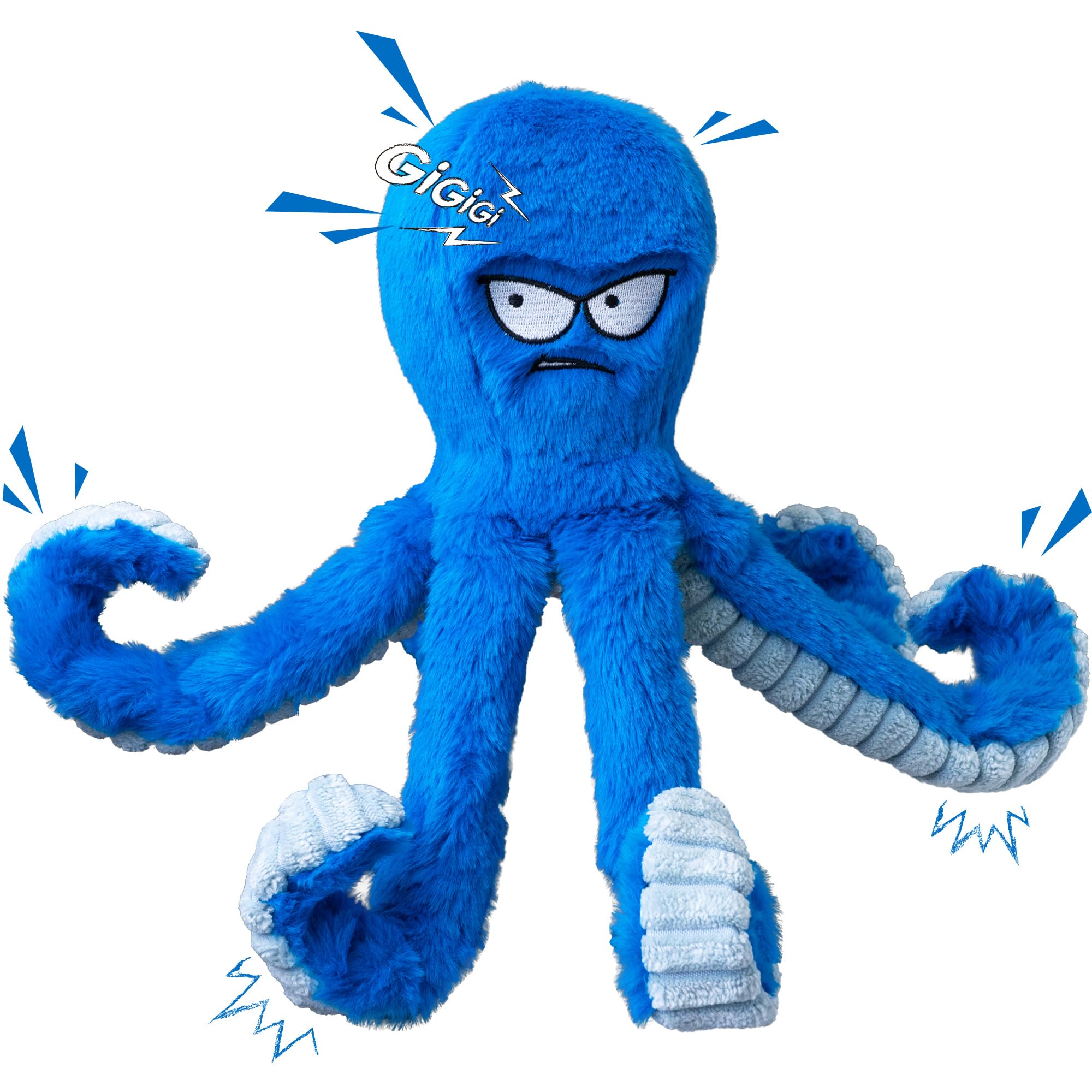 LEGEND SANDY Tough Squeak Dog Toy - Heavy Duty, Waterproof Lining, Blue Octopus 9