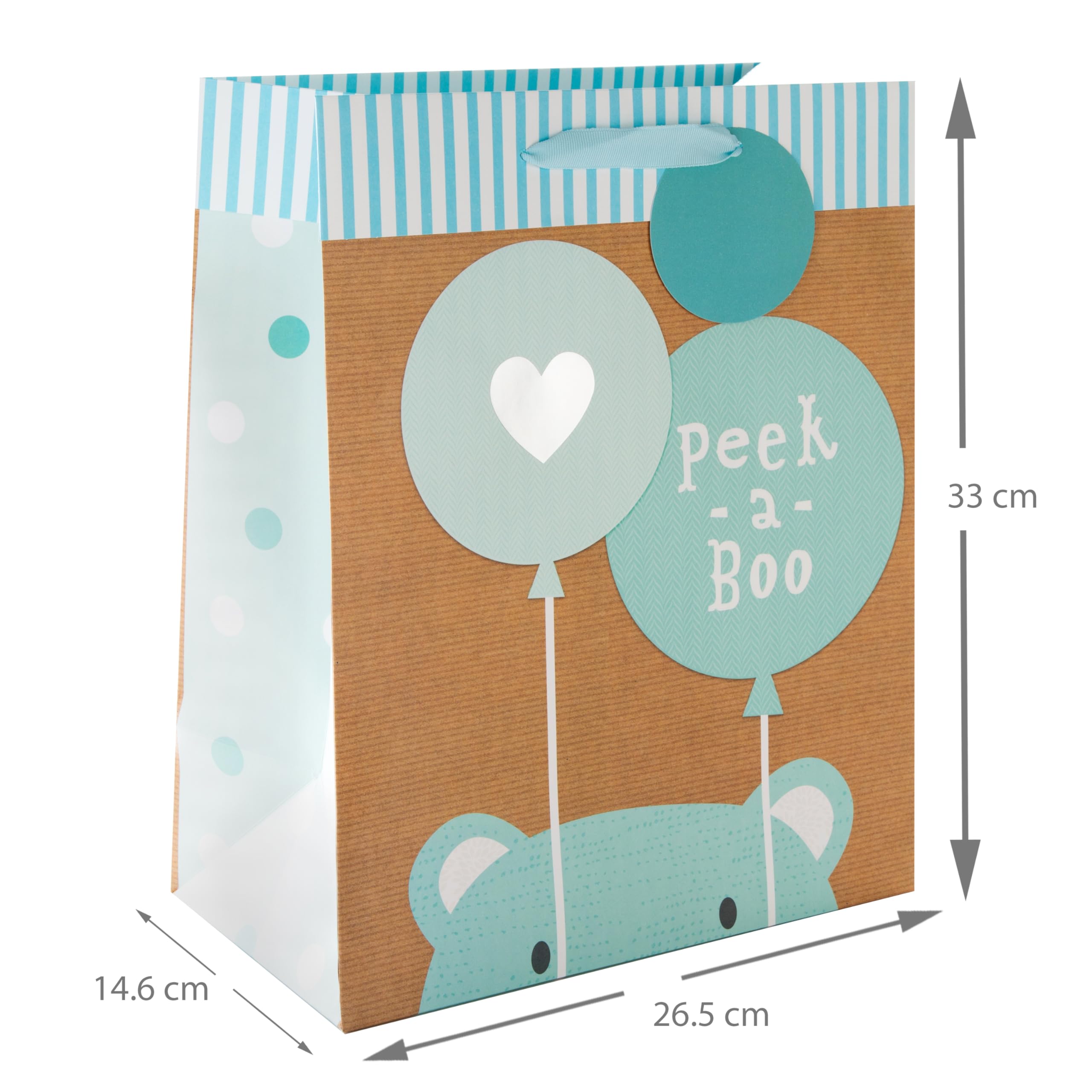 Hallmark Large Multi-Occasion Gift Bag - Blue 'Peek-a-Boo' Bear Design | H33cm x W26.5cm 3