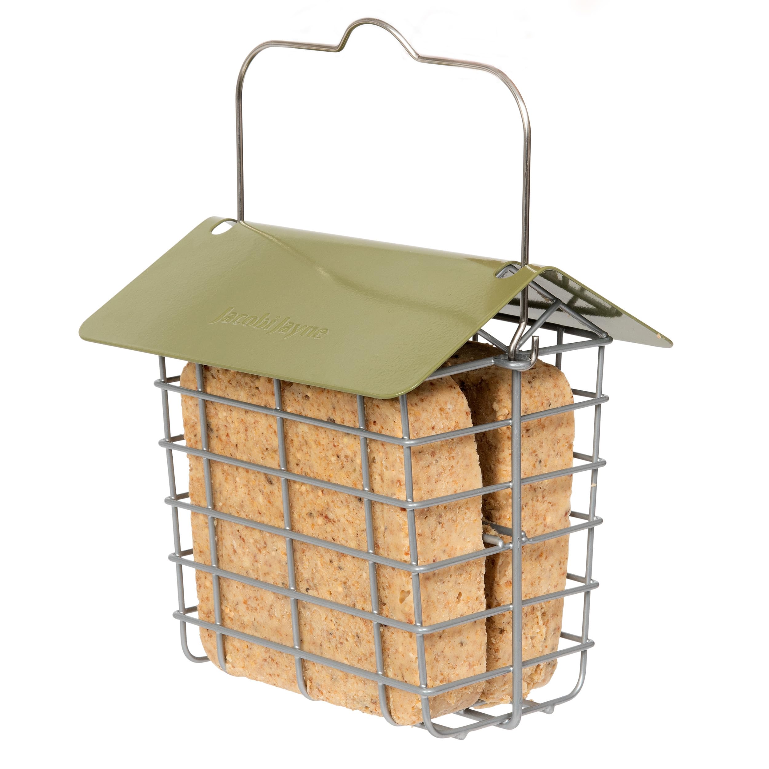 Jacobi Jayne Suet Cake Feeder - Holds 2 Suet Blocks | Weather Resistant Green Feeder 1