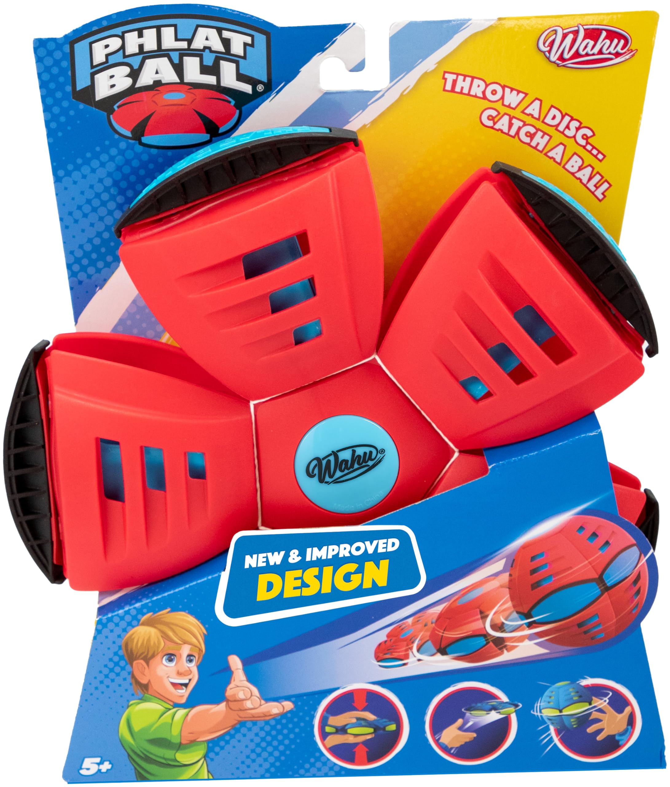 Phlat Ball Transforming Toy - Disc to Ball Action | Ages 5+ | Red Plastic