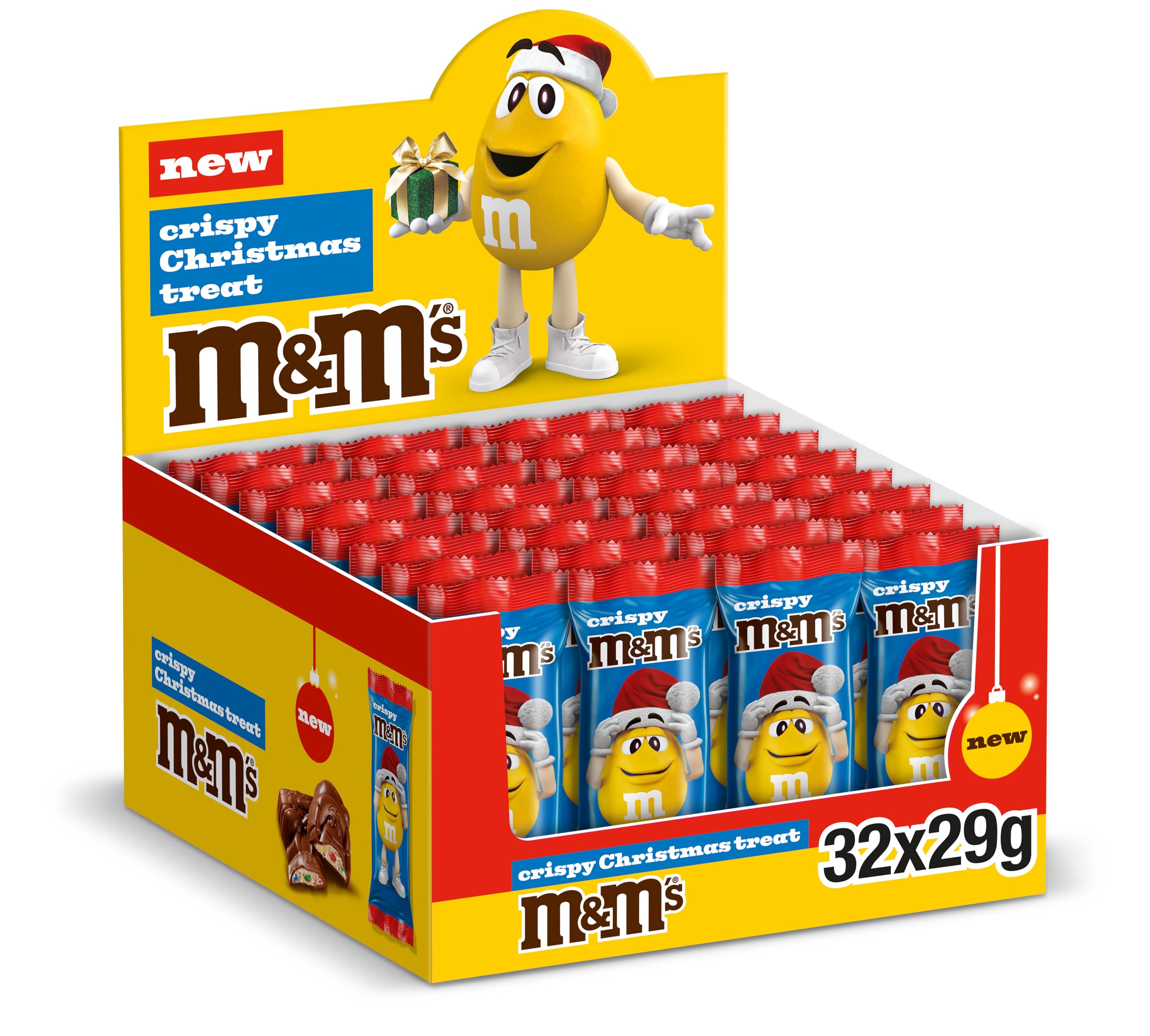 M&M's Minis Chocolate Santa Bulk Box - Milk Chocolate Crispy Santa Shapes with Mini M&Ms
