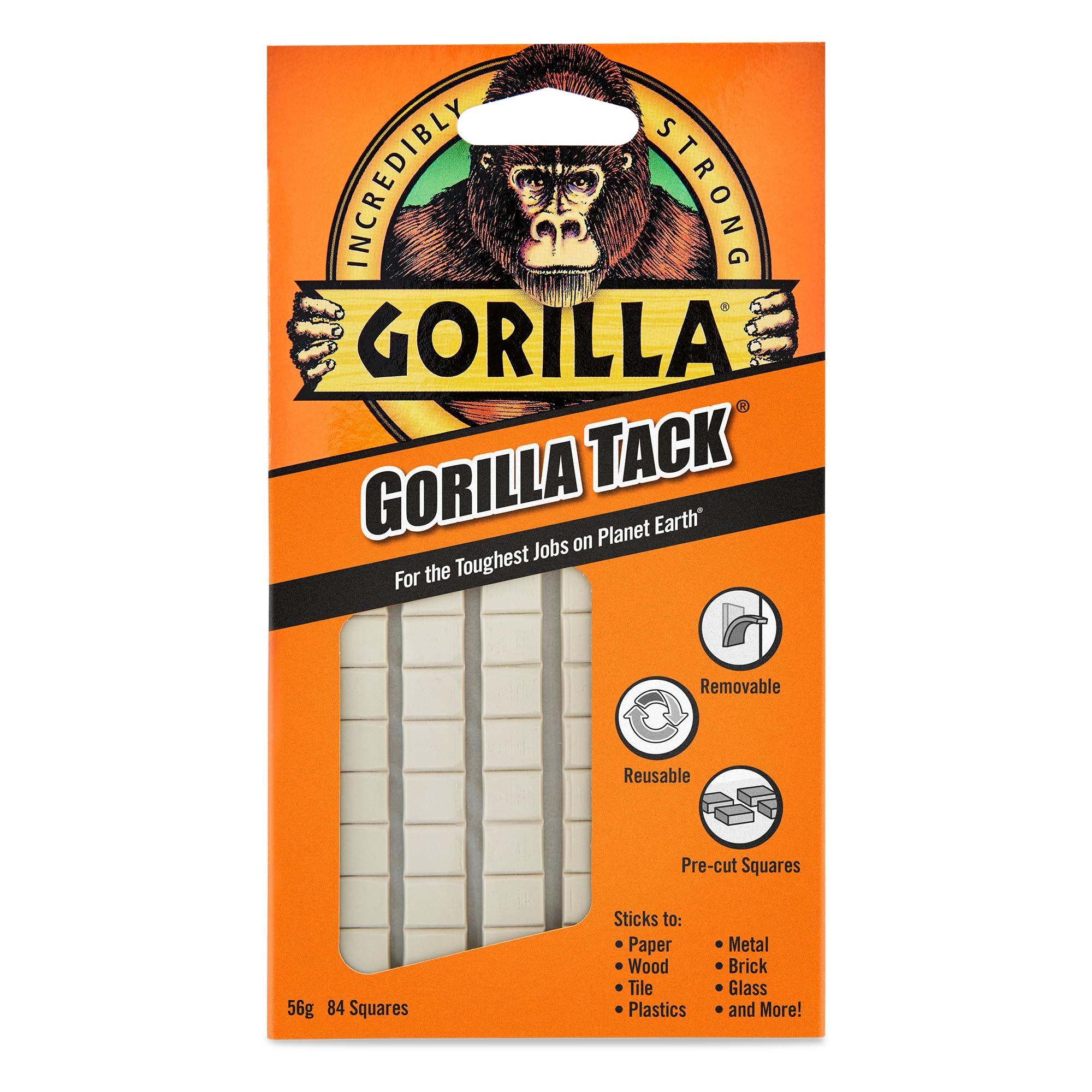 GORILLA Tack Adhesive Putty - Strong & Fast Drying | 56g White Putty | Model 3144001