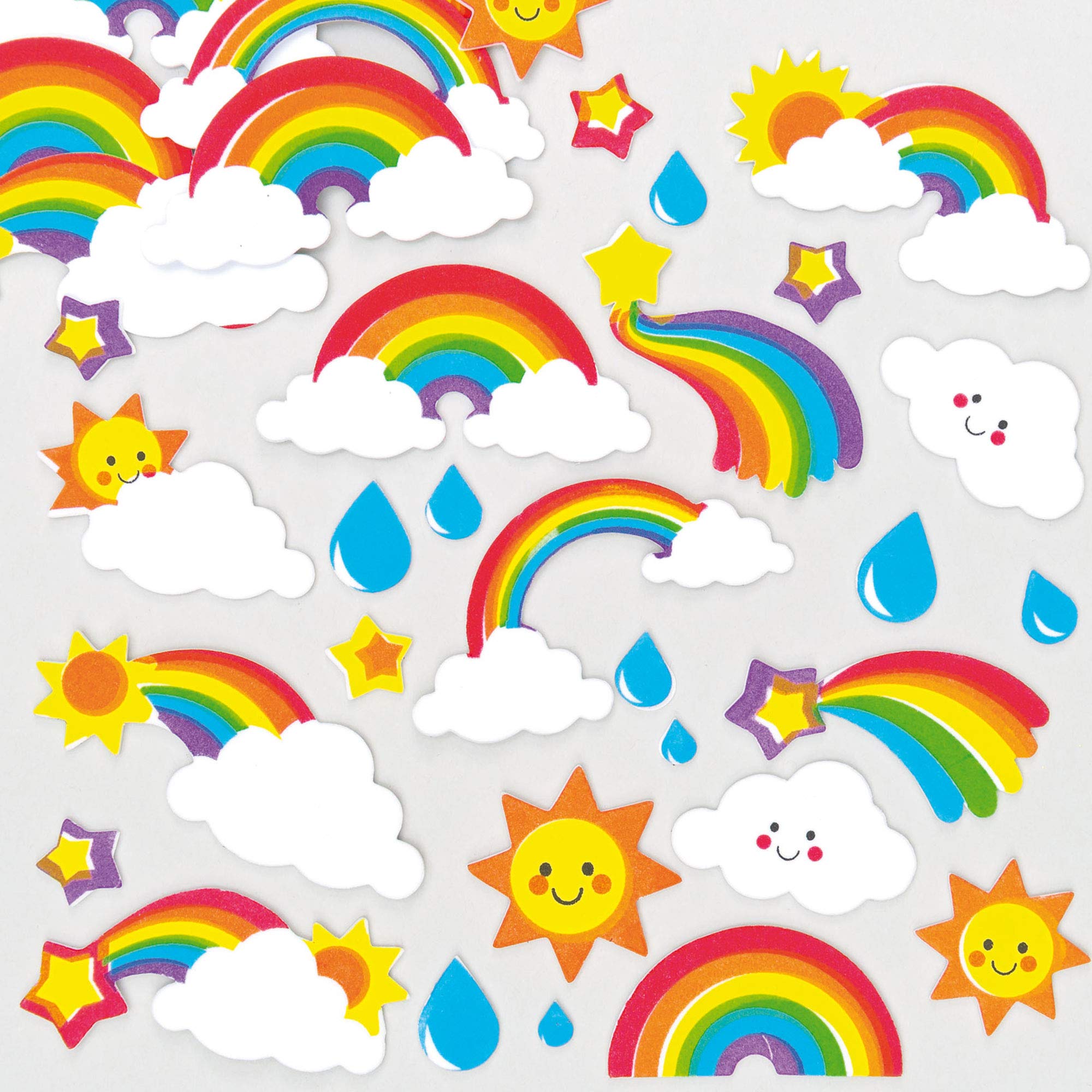 Baker Ross Rainbow Puffy Foam Stickers (Pack of 120) - Self-Adhesive Vinyl for Kids Crafts 1