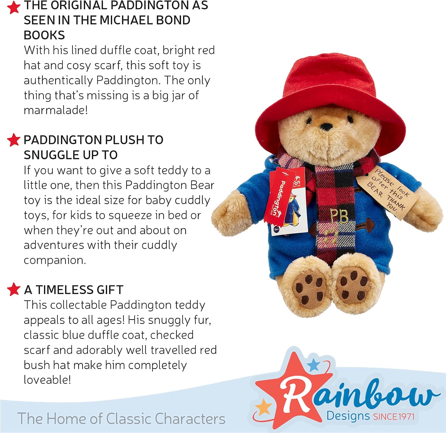 Rainbow Designs Large Paddington Bear with Scarf - 25 cm Plush Toy 8