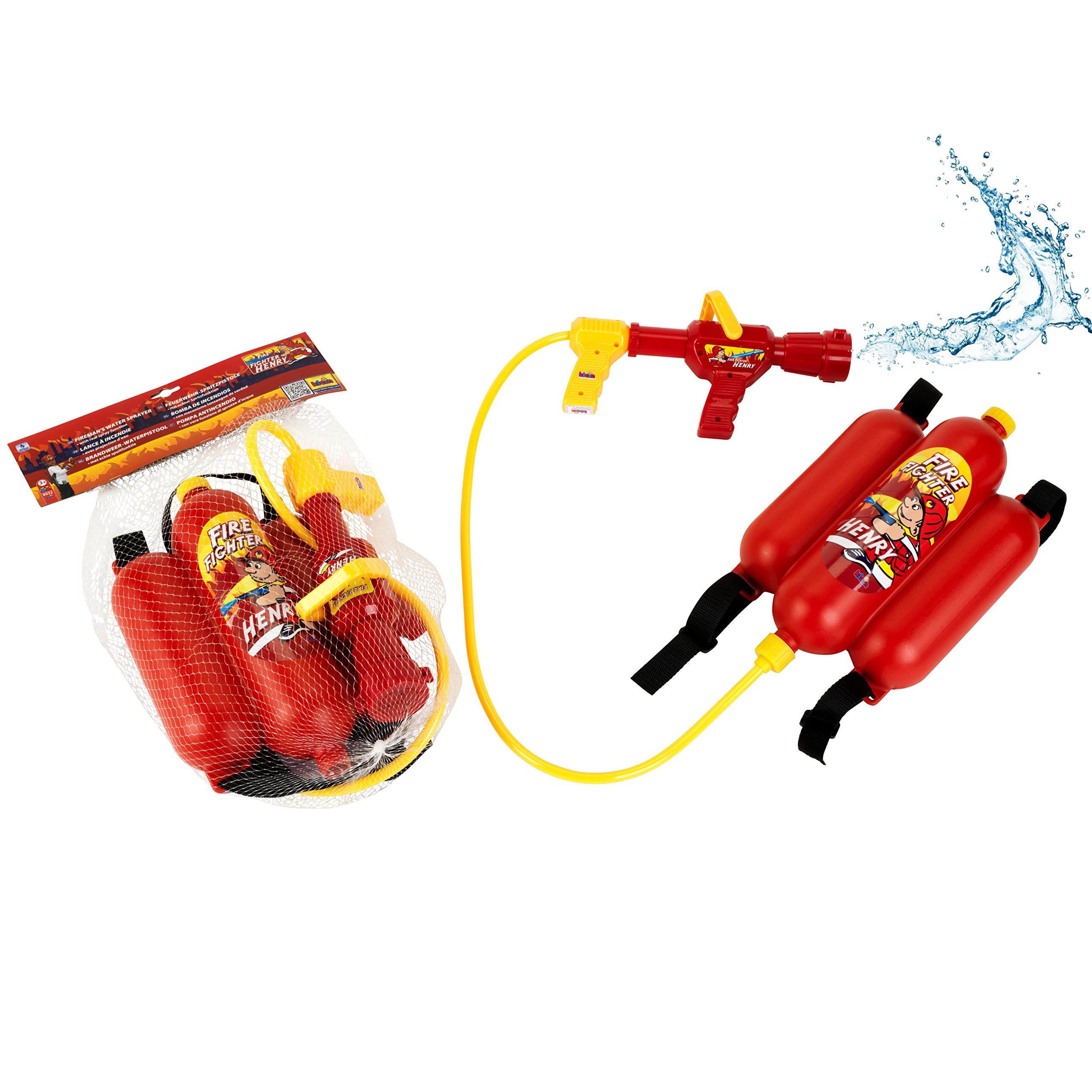 Theo Klein Firefighter Henry Water Spray Backpack Water Gun | 2L Tank | Ages 3+ 5