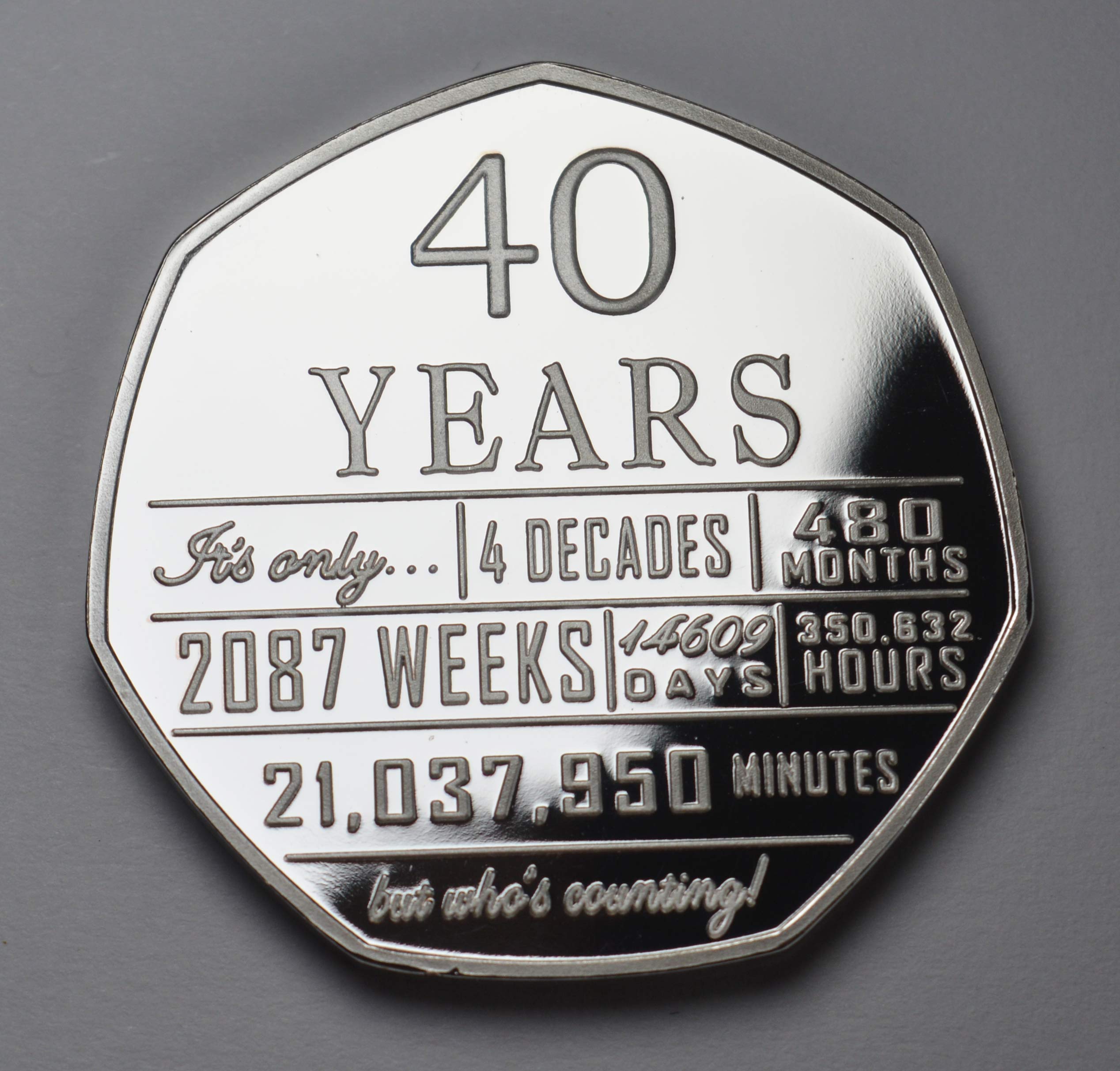 The Commemorative Coin Company 40th Birthday .999 Silver Commemorative Coin - Proof Finish with 24ct Gold and Faux Pearl 1
