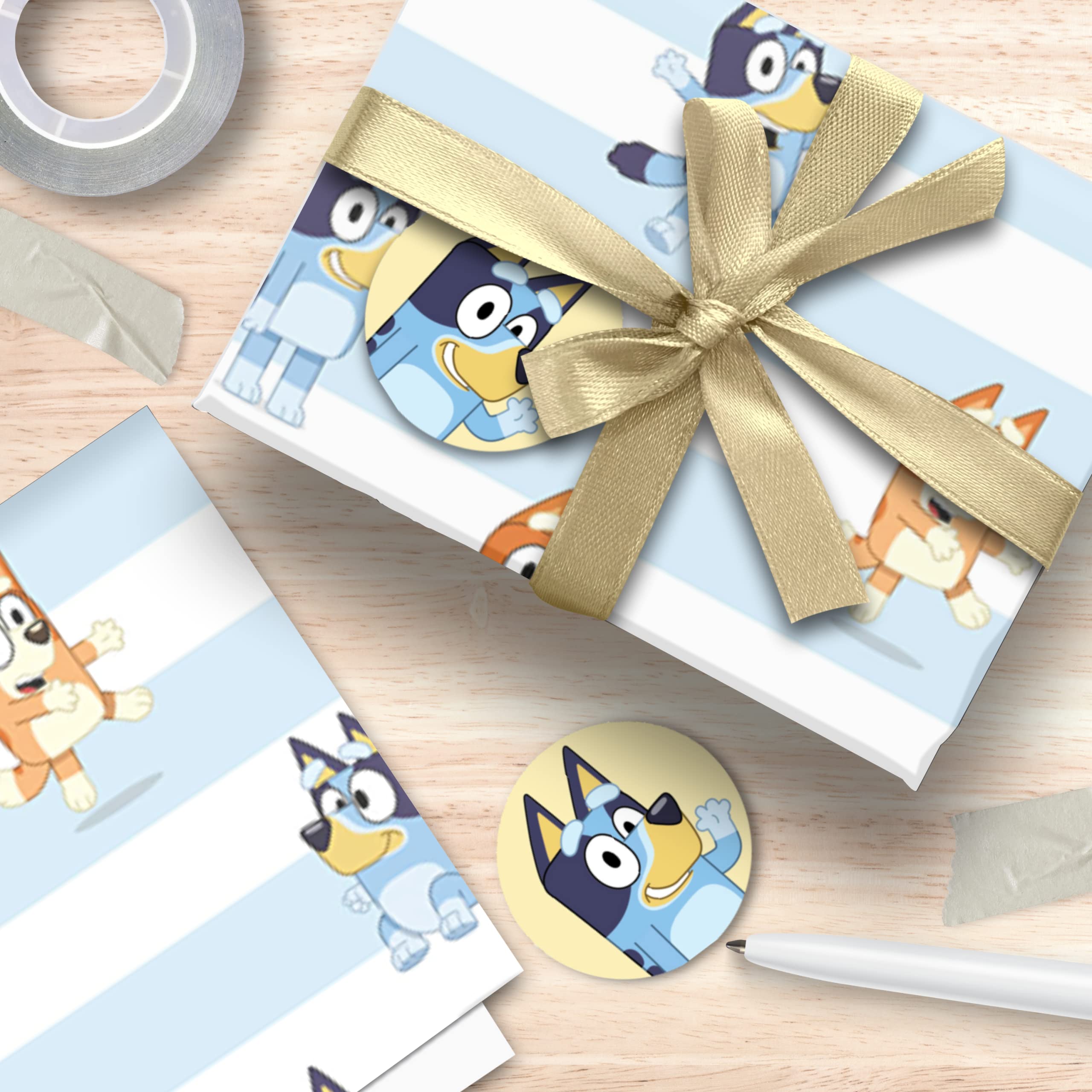Bluey Gift Wrapping Paper 3 Pack - 6 Sheets & 6 Tags | 70cm x 50cm 4