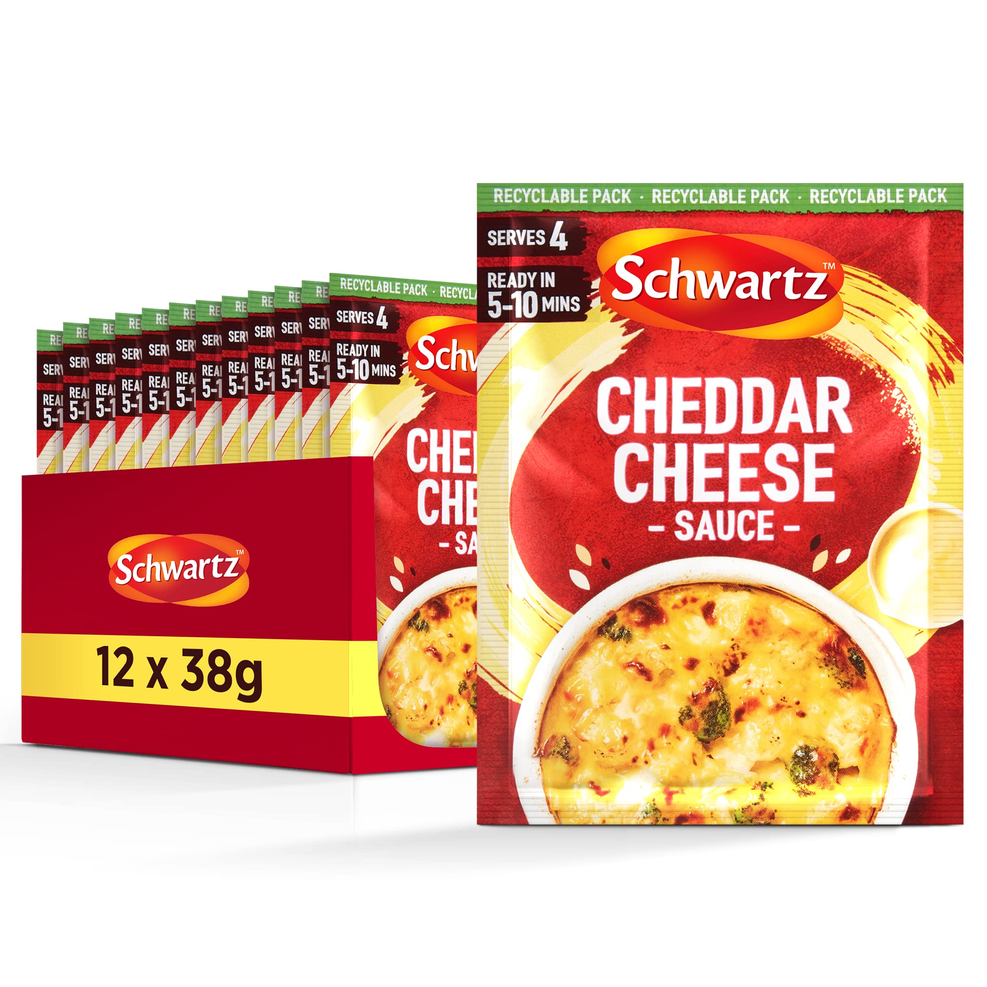 Schwartz Cheddar Cheese Sauce Mix - 38g Packet | Serves 4 | Pack of 12 1
