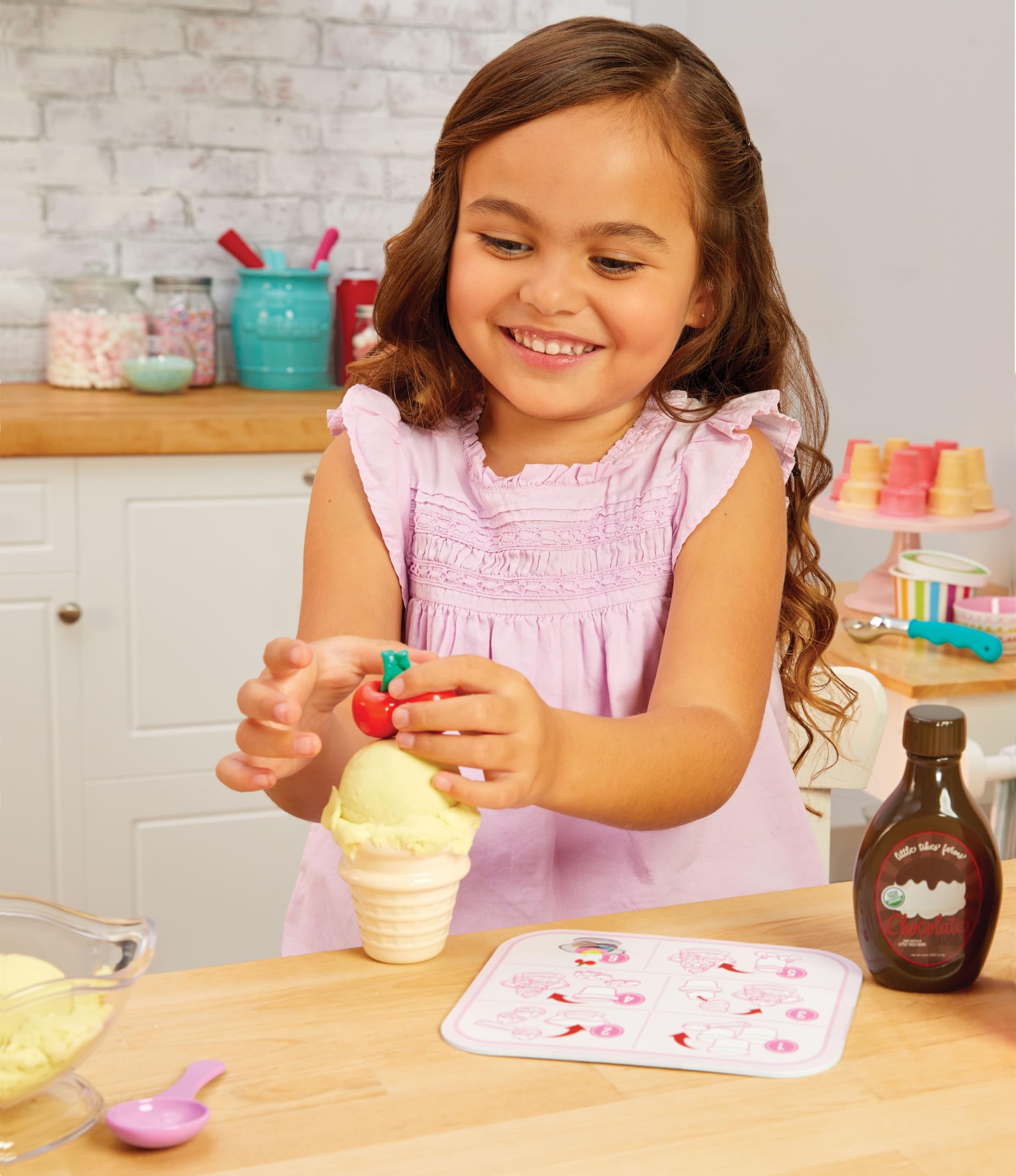 Little Tikes Creative Chefs Ice Cream Kit - 17-Piece Pretend Play Set with Make-It! Mix, Ages 3+ 8