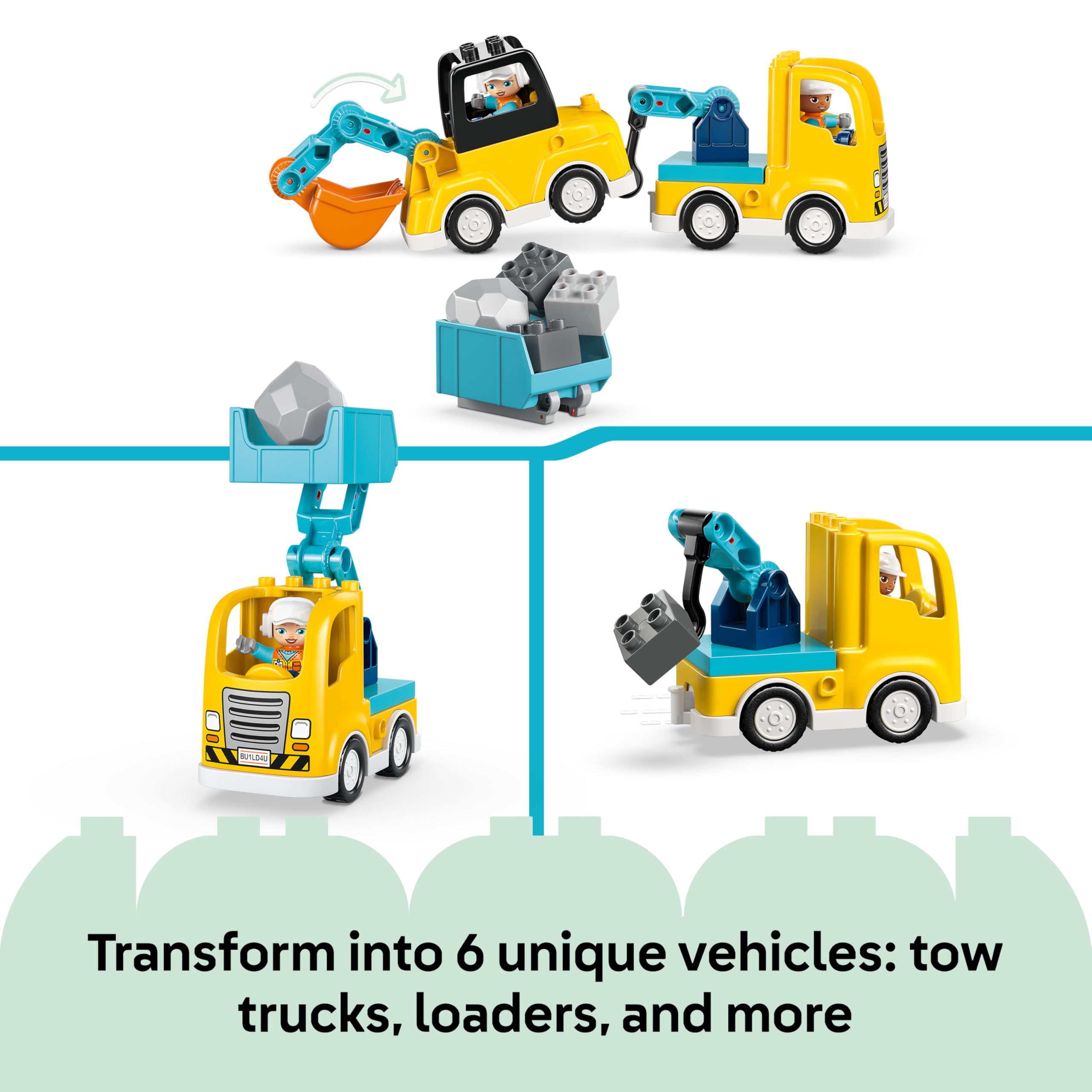 LEGO DUPLO 10475 3 in 1 Construction Vehicles Building Set | 22 Pieces | Ages 2+ 4