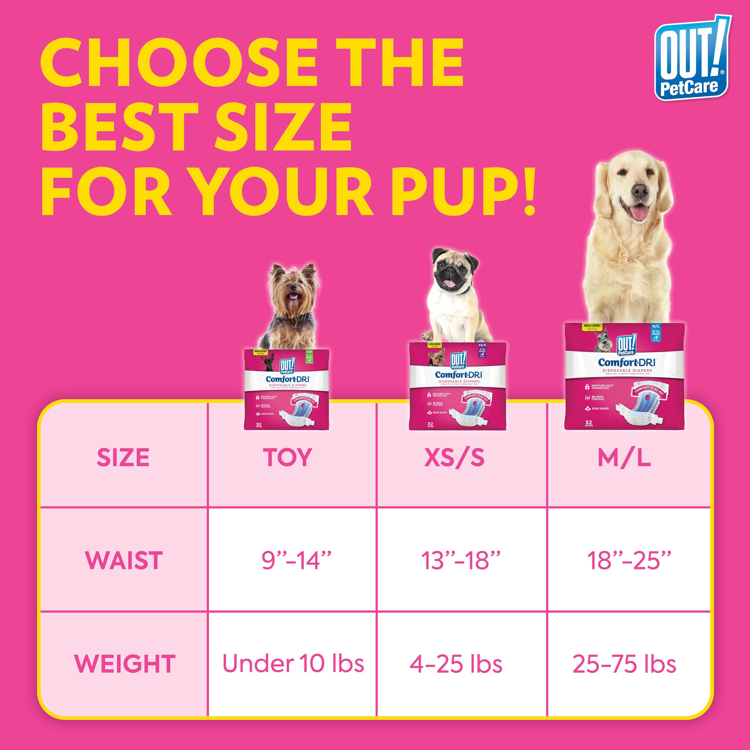 OUT! Disposable Female Dog Diapers - XS/S Size, Leak-Proof Fit, Pack of 16 4