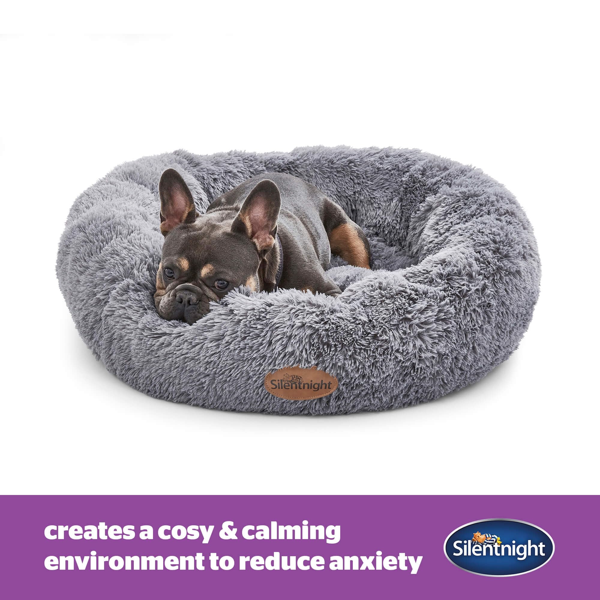 Silentnight Calming Donut Pet Bed - Large Grey | Reduces Anxiety | Machine Washable 2