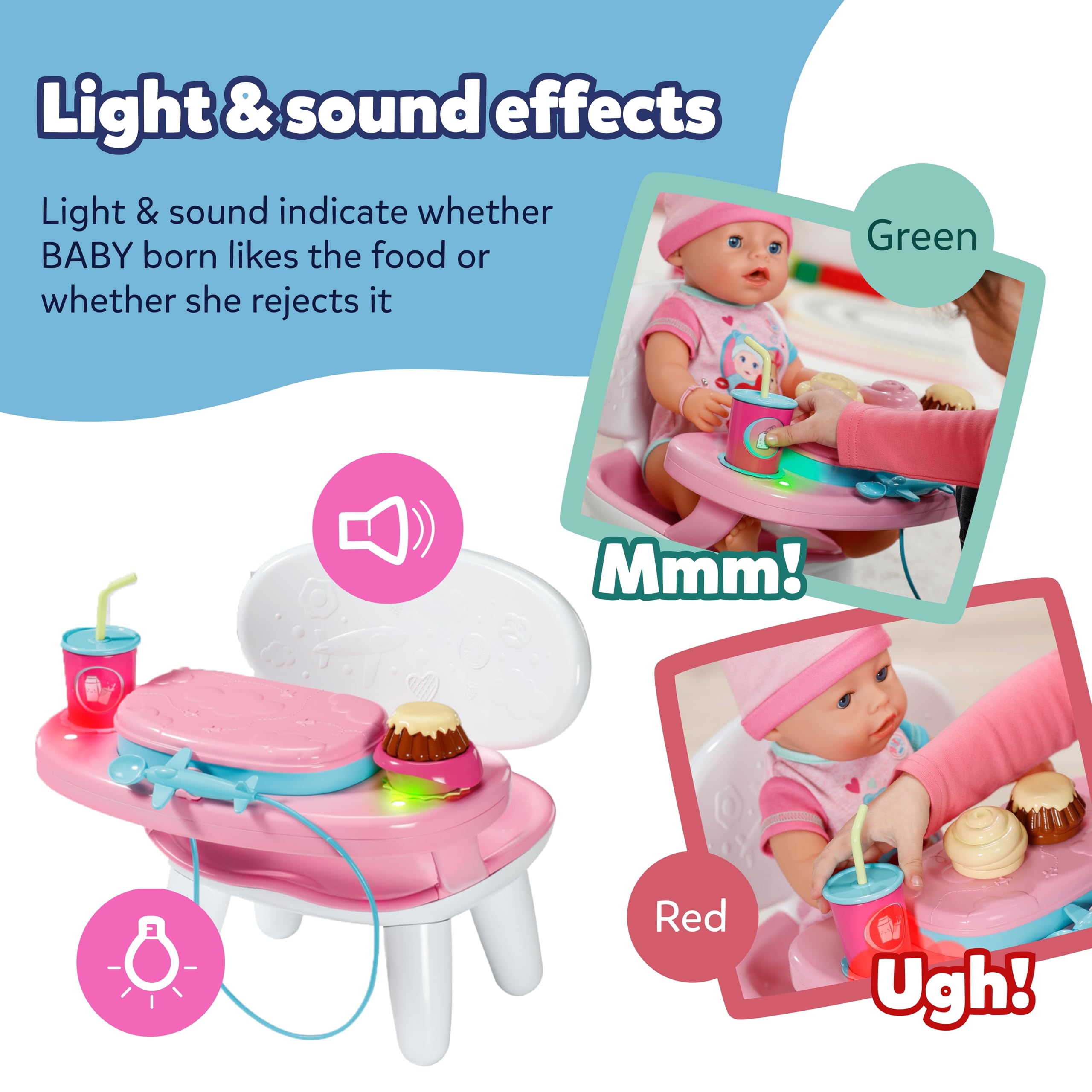 BABY born Feeding Table with Light & Sound Function - Interactive Playset for 43 cm Dolls 9