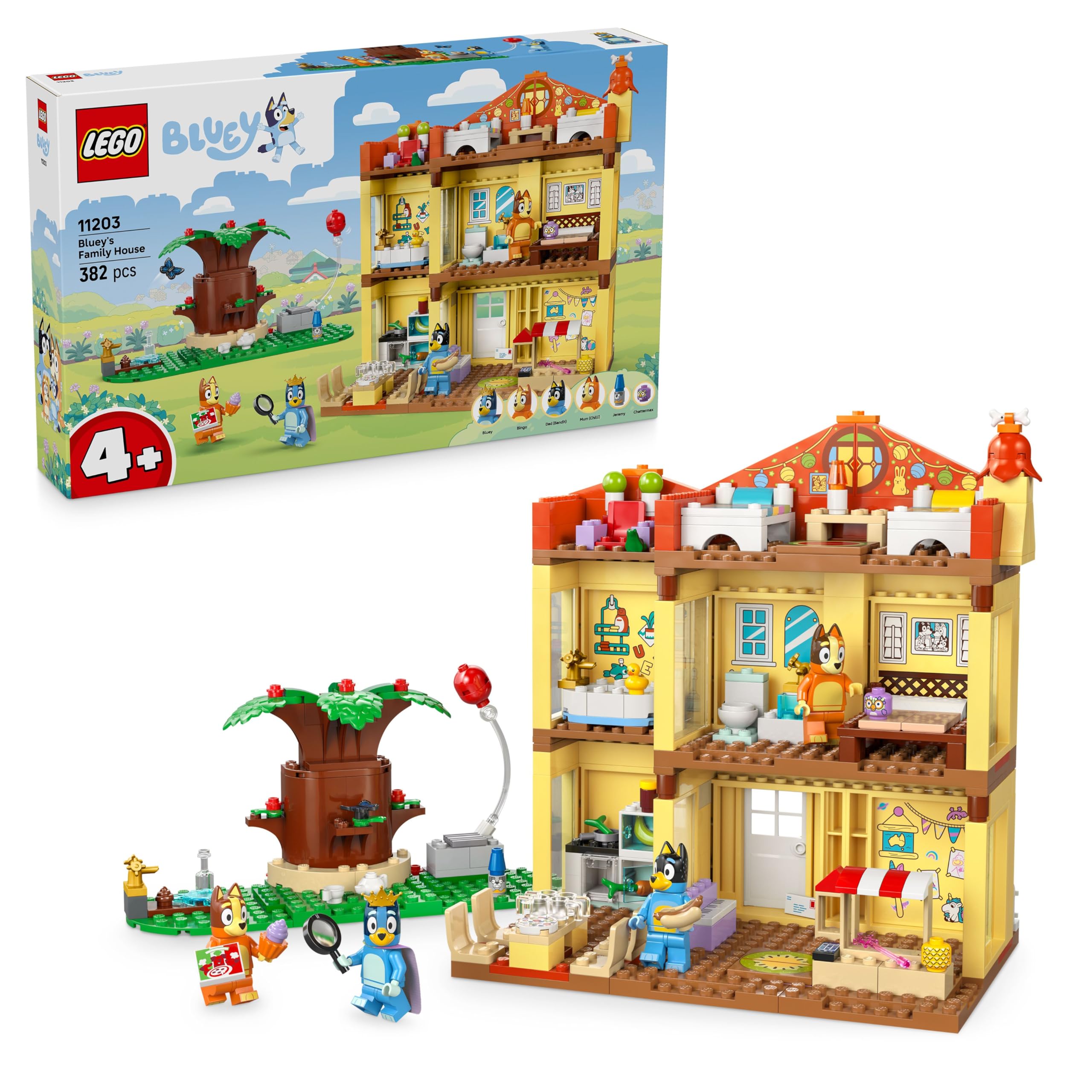 LEGO Bluey's Family House Building Set - Modular Playset with 4 Minifigures | Ages 4+