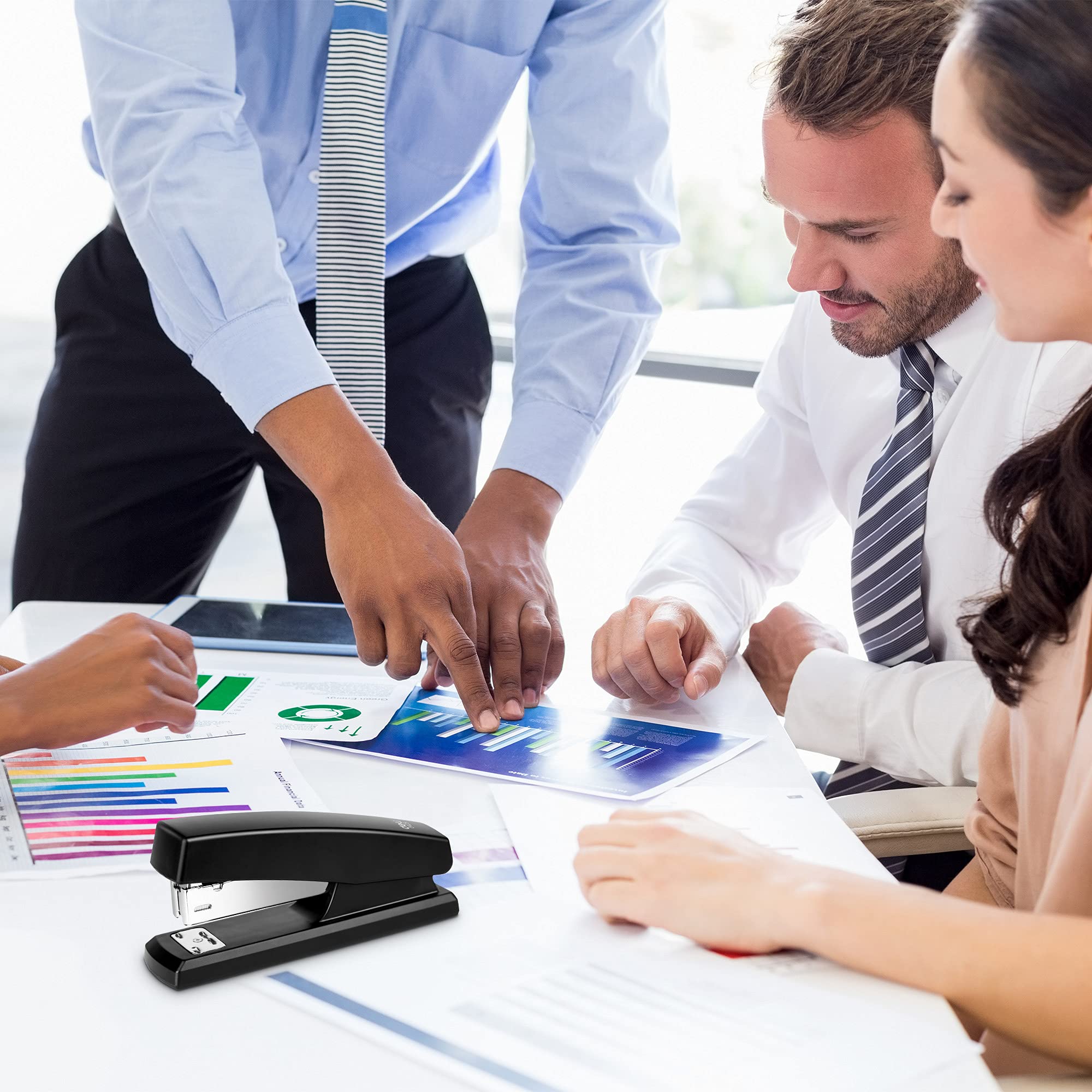 deli Desktop Stapler - 25 Sheet Capacity, Black, Includes 640 Staples | Model 138226 2