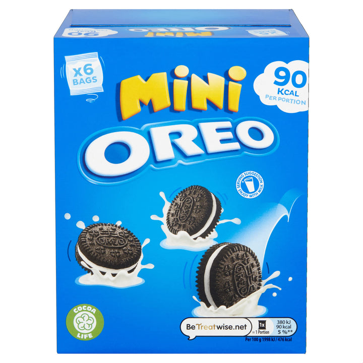 Oreo Chocolate Sandwich Biscuit Mini Bags, Classic Cream-Filled Snacks, Pack of 6