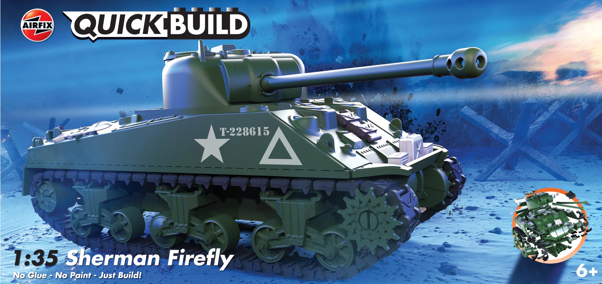 Airfix QUICKBUILD Sherman Firefly Model Tank Kit - 154-Piece Plastic Building Set for Kids & Adults 4