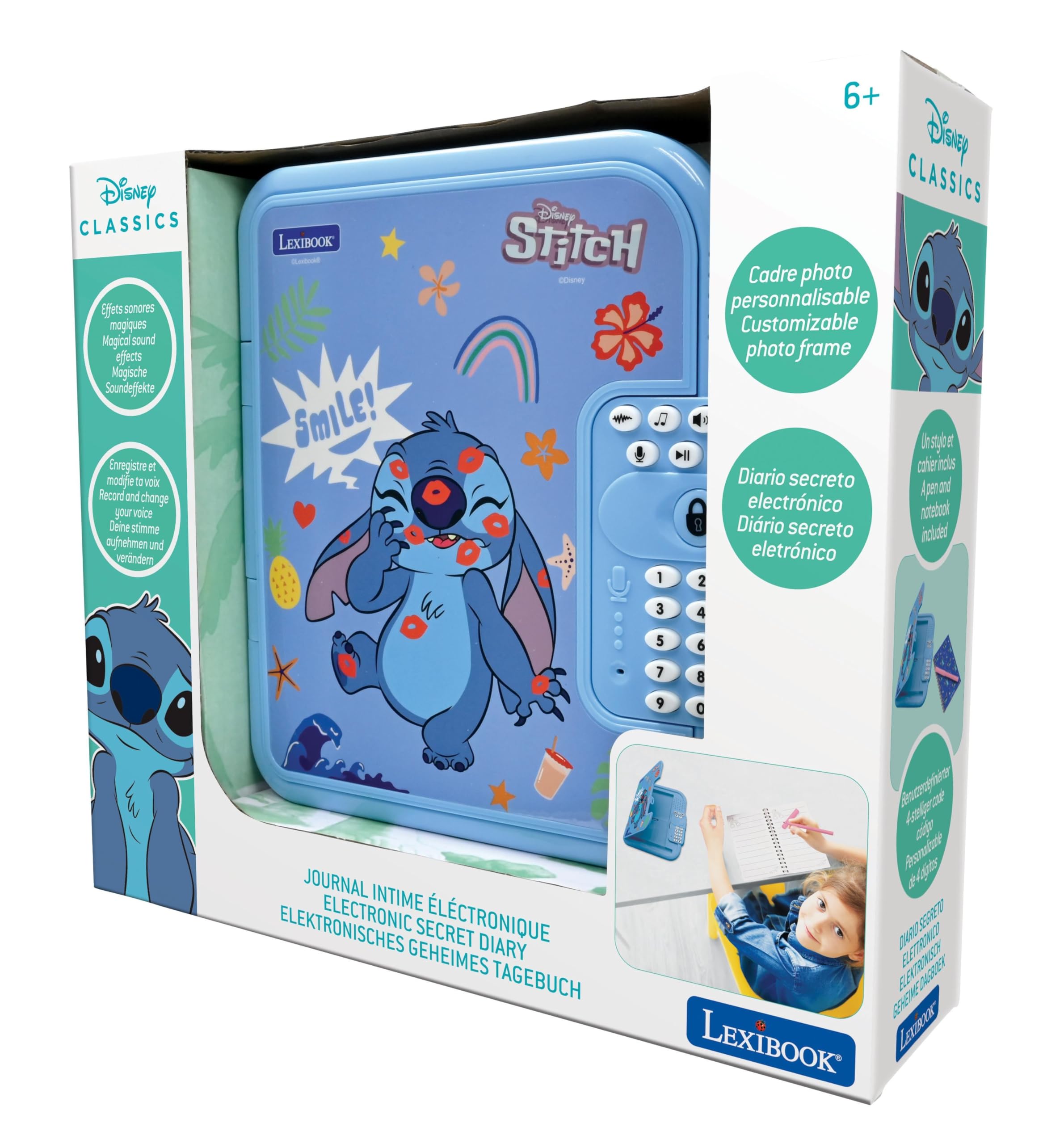 Lexibook Disney Stitch Electronic Secret Diary - Password Protected with Pen, Voice Recorder & Sound Effects, Blue 18