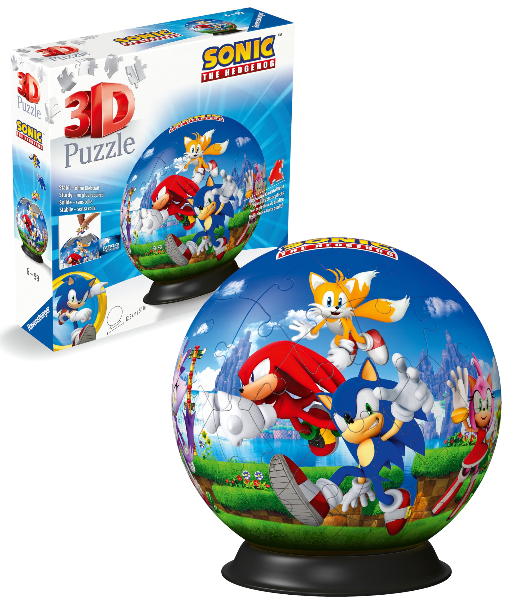Ravensburger Sonic The Hedgehog 3D Puzzle - 72 Piece Plastic Puzzle Ball for Kids 1