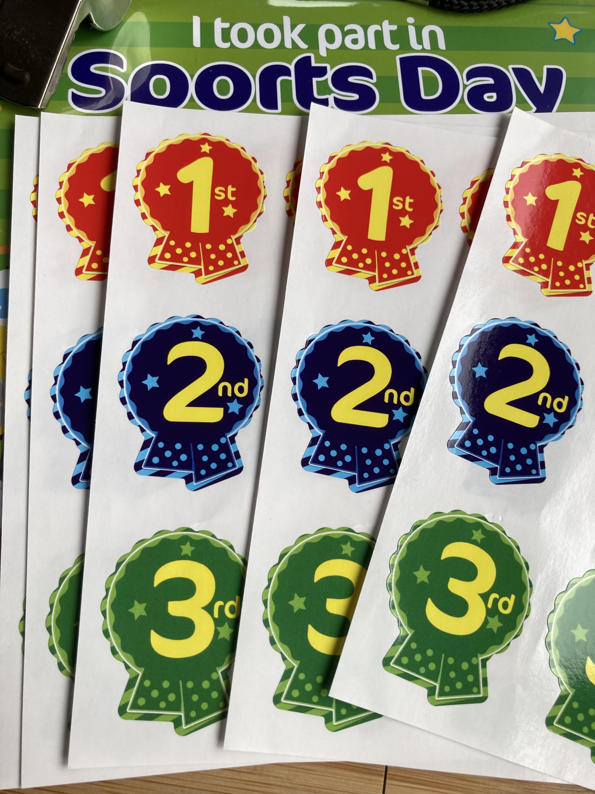 SuperStickers 1st, 2nd, 3rd Rosette Sticker Pack - 60 Count for Sports Day Awards | Vinyl 3