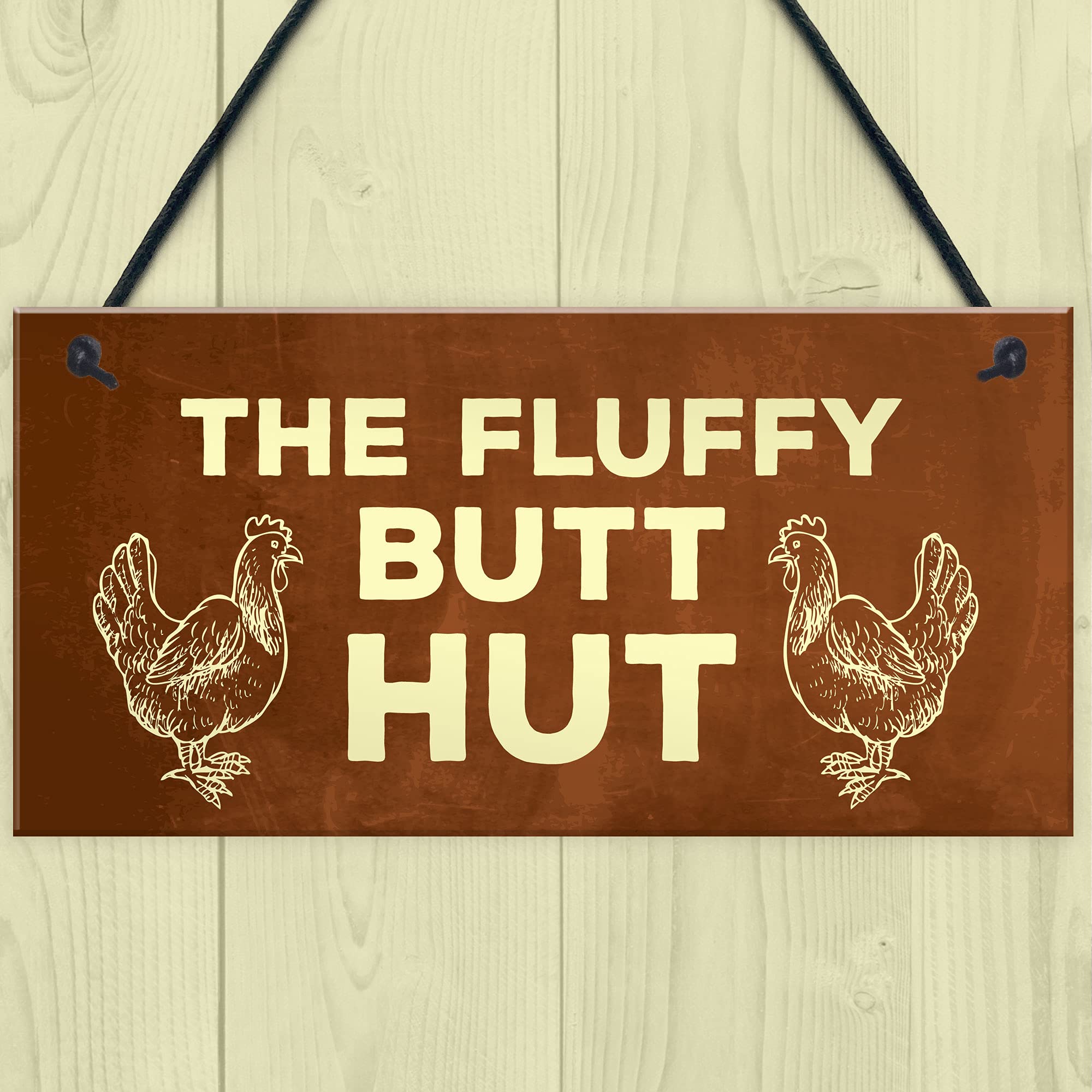 RED OCEAN Funny Chicken Coop Sign - Red PVC Plaque | 200x100mm | Made in England 5