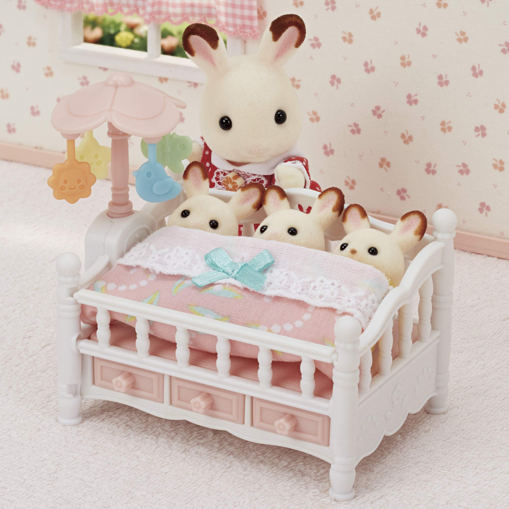 Sylvanian Families Crib with Mobile - Sleeps Triplets | Includes 11 Pieces | Model 5534 4