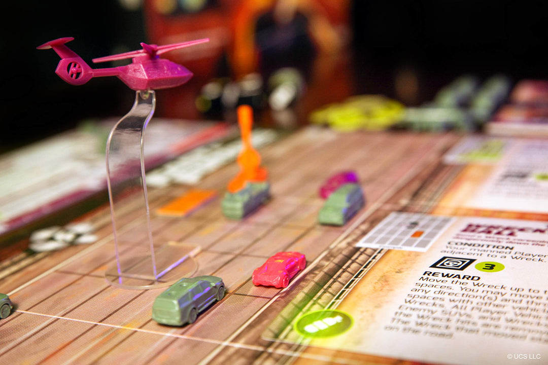 Das auf Mission basierende kooperative Strategie-Brettspiel „The Fast And Furious: Highway Heist“.