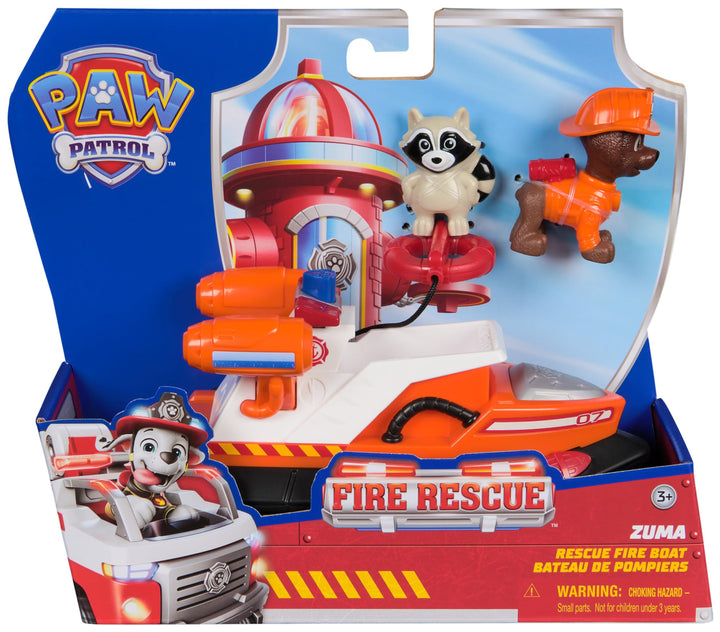 Paw Patrol Zuma Rescue Fire Boat with Action Figure & Launching Lifesaver - Kids Toy Playset for Ages 3 and Up