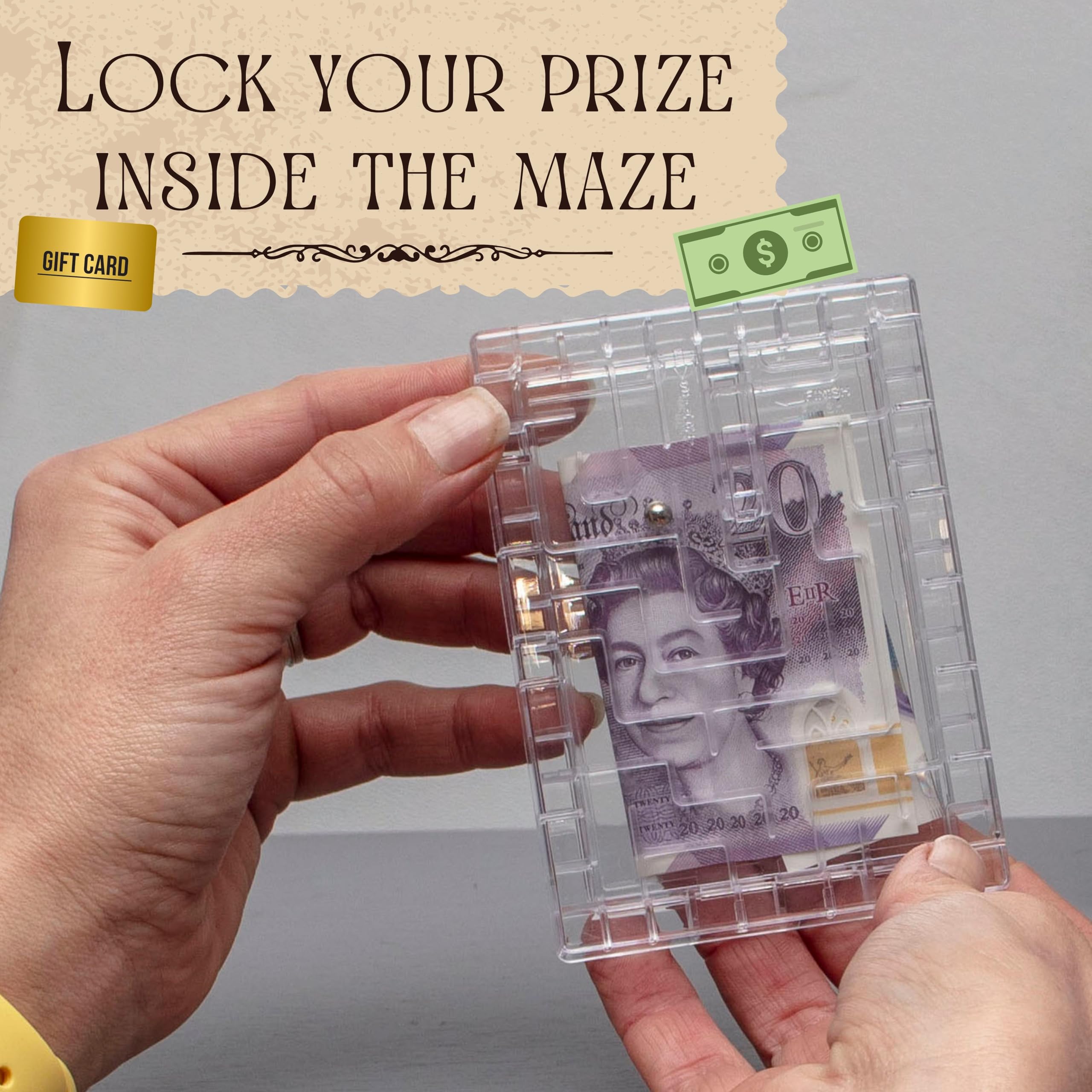 Boxer Gifts Escape Maze Money Puzzle Box for Gift Cards and Cash - Clear Plastic Brain Teaser Challenge