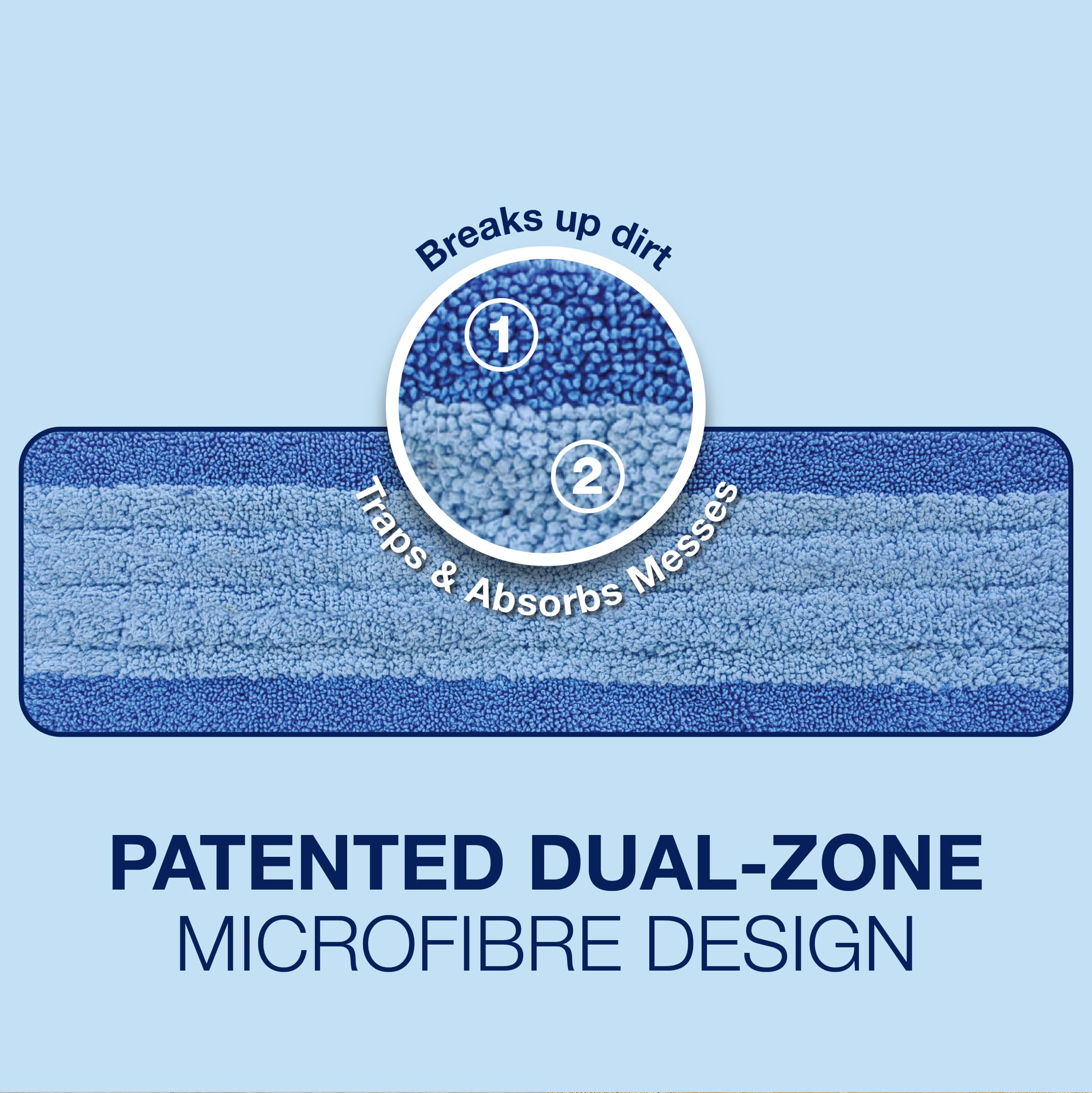 Bona CA101020 Microfibre Cleaning Mop Pad - Safe for All Hard Floors | Removes 99% Bacteria | Reusable