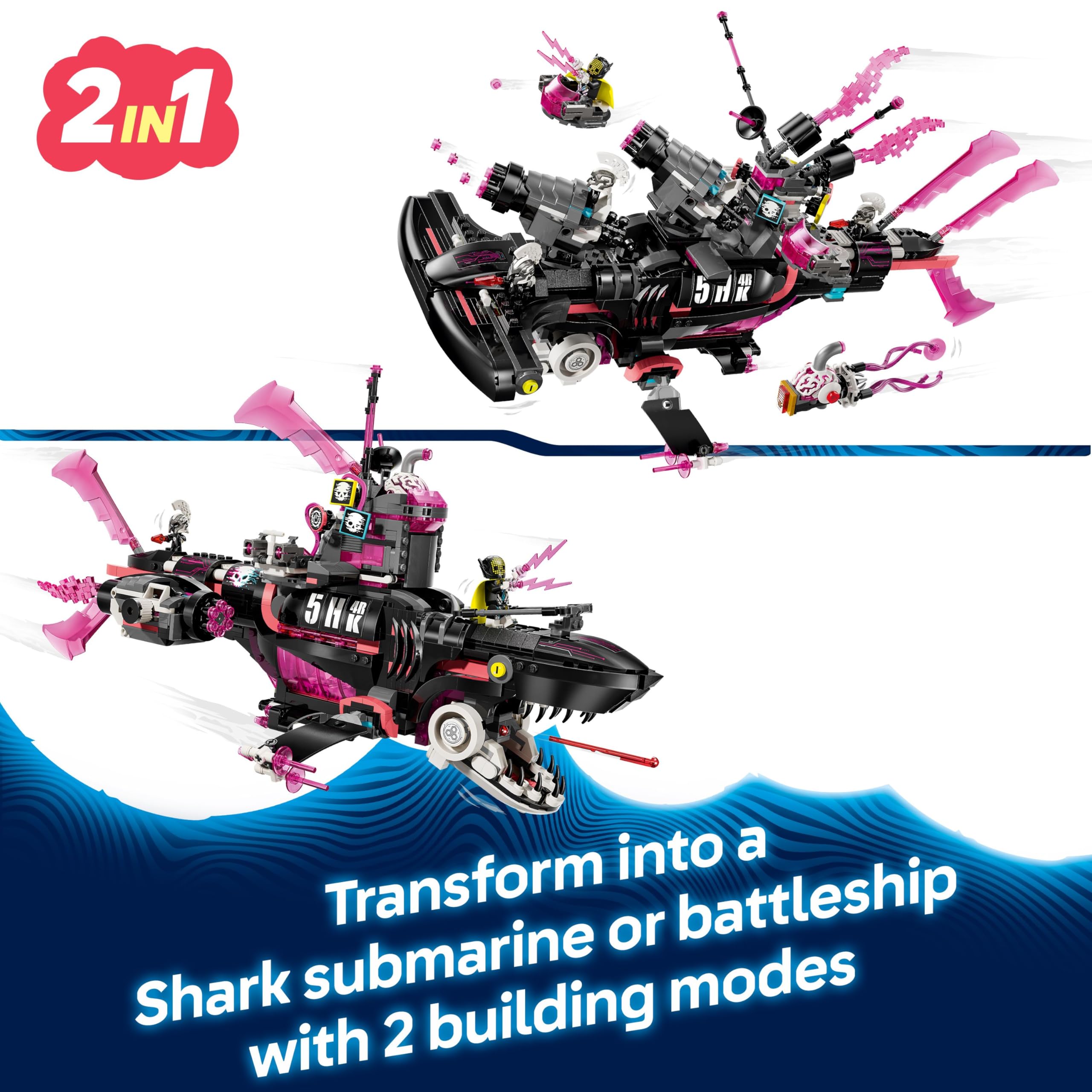 LEGO DREAMZzz Nightmare Shark Submarine Toy 71500 - 2in1 Modular Set for Ages 9+ 3