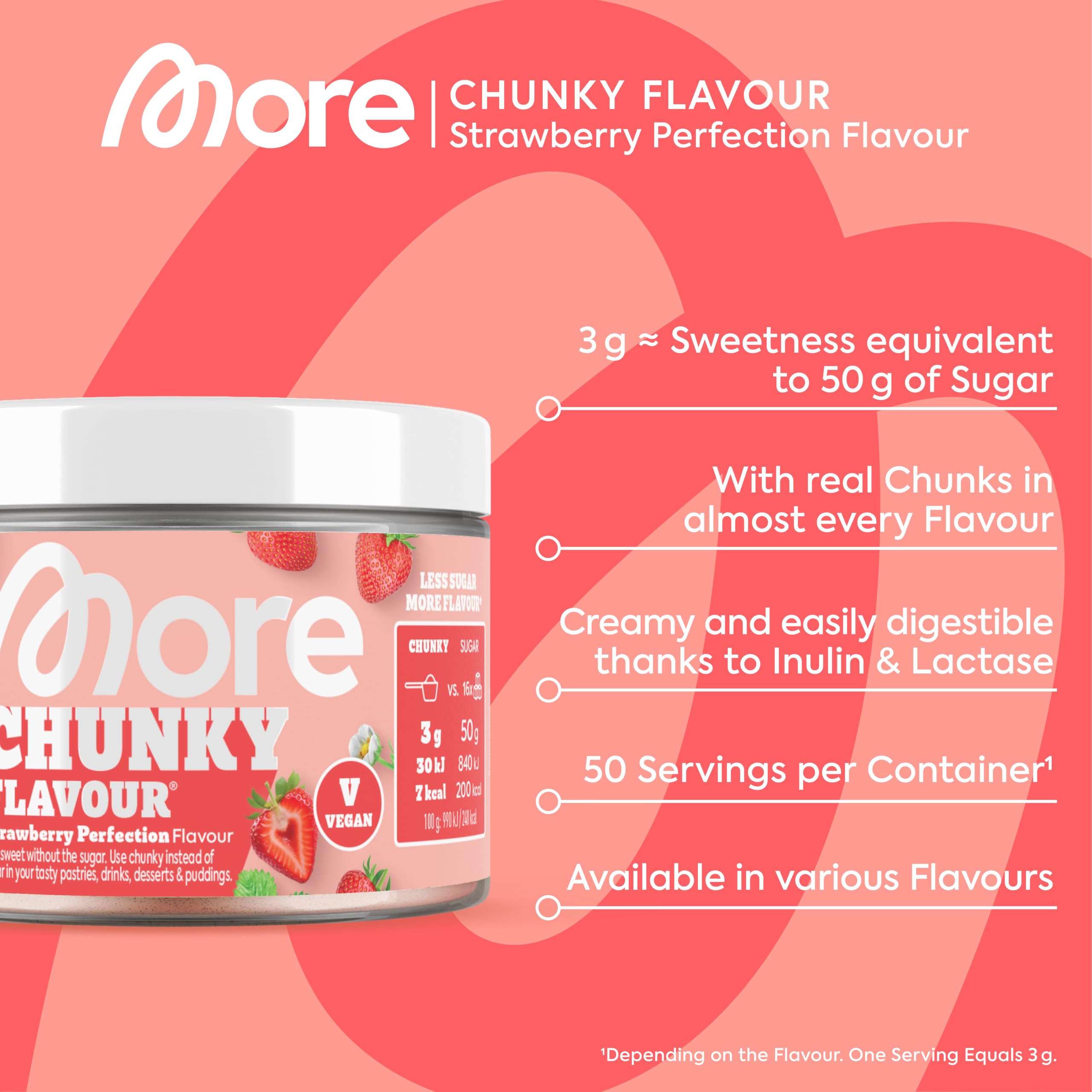 MORE Nutrition Chunky Flavour Strawberry Perfection 150g 3