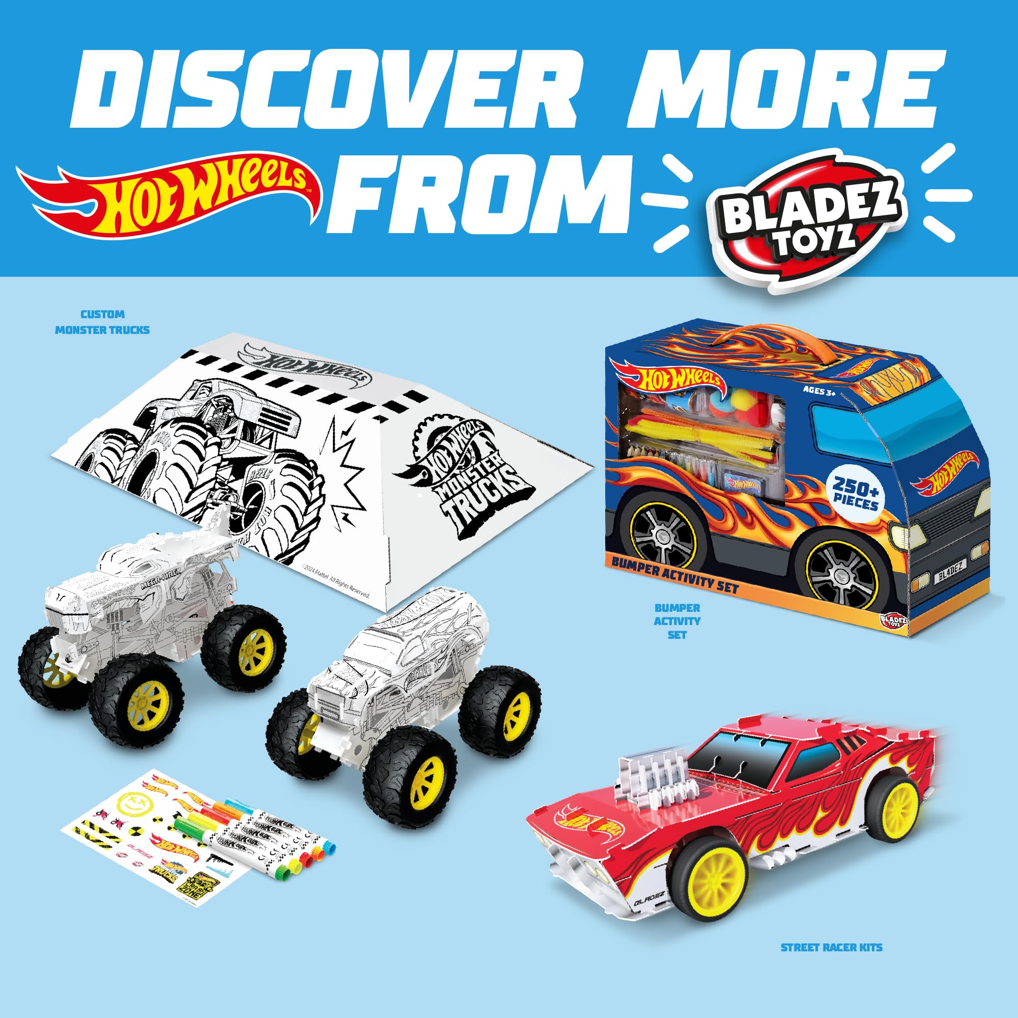 BLADEZ Hot Wheels Sticker Craft Activity Set - 40 Pieces | Peel and Stick | Ages 3+ 3