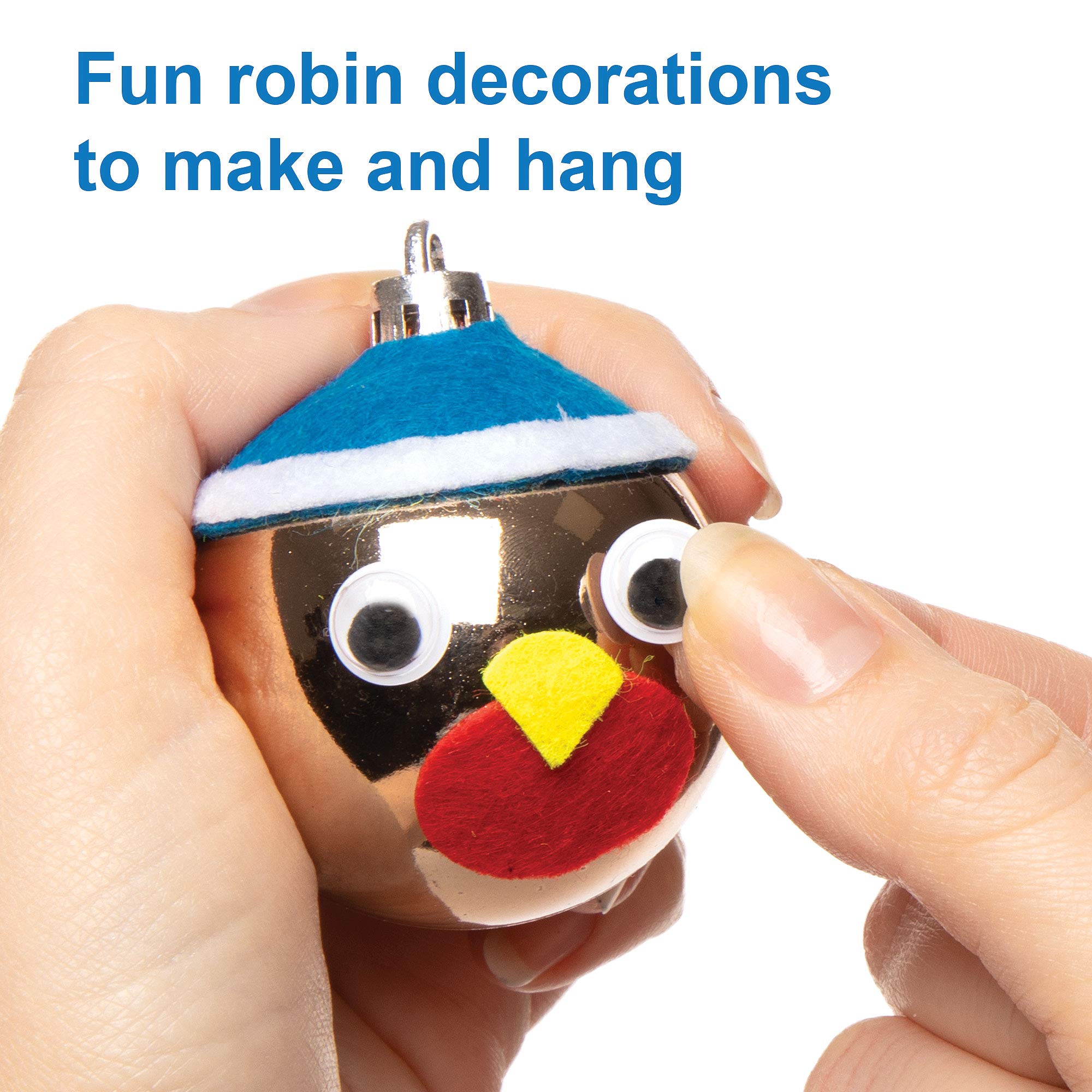 Baker Ross Christmas Robin Bauble Kits – Pack of 6 Make Your Own Christmas Decoration Craft (AV479)