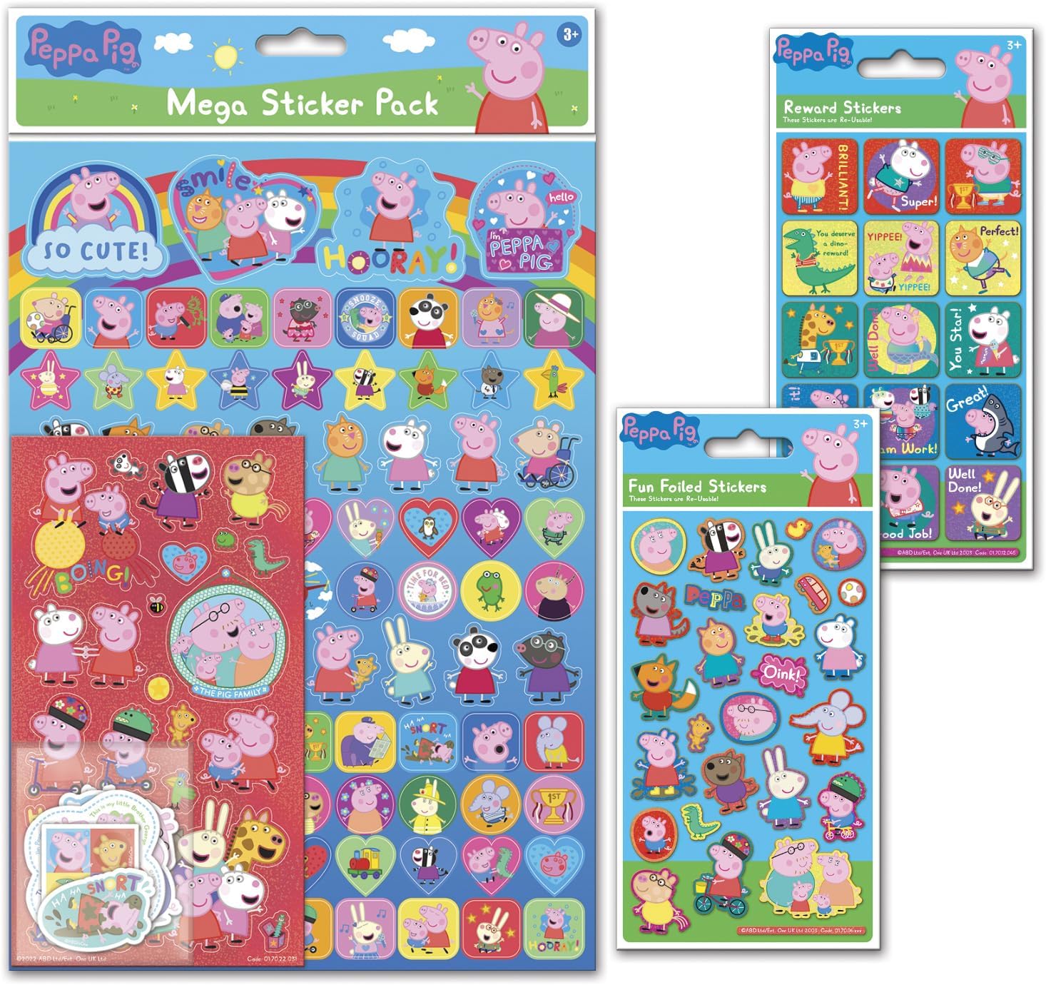 Paper Projects Peppa Pig Mega Sticker Collection - Blue Foil, Rainbow Reward & Mega Pack Bundle 1
