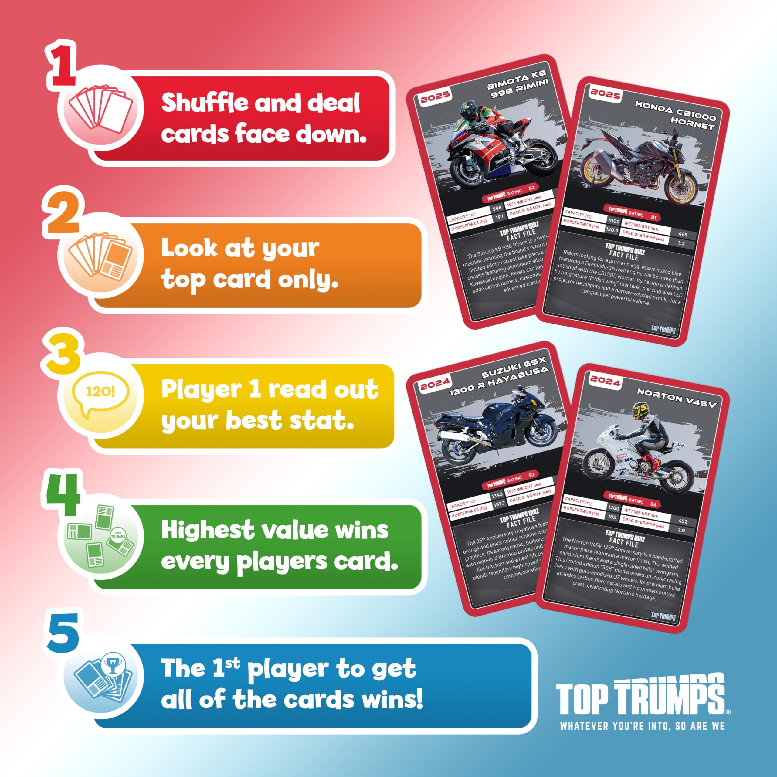 Top Trumps Super Bikes Classics Card Game - Portable | Multicolor | English Language