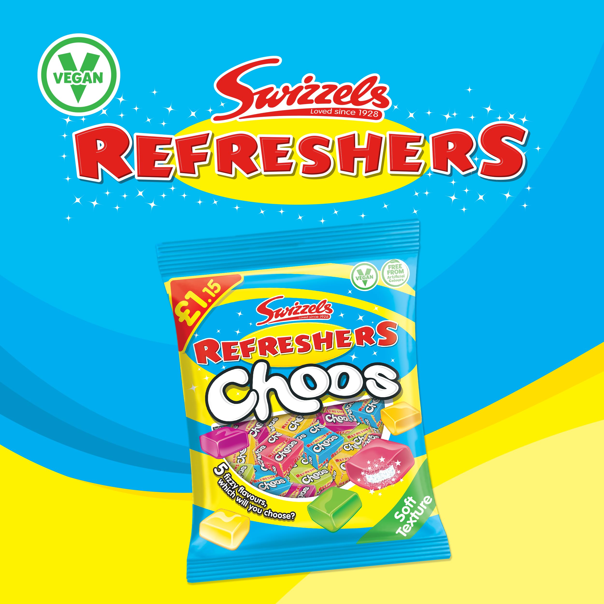 Swizzels Refreshers Choos - Fizzy Fruit Chewy Sweets | 115g Bag