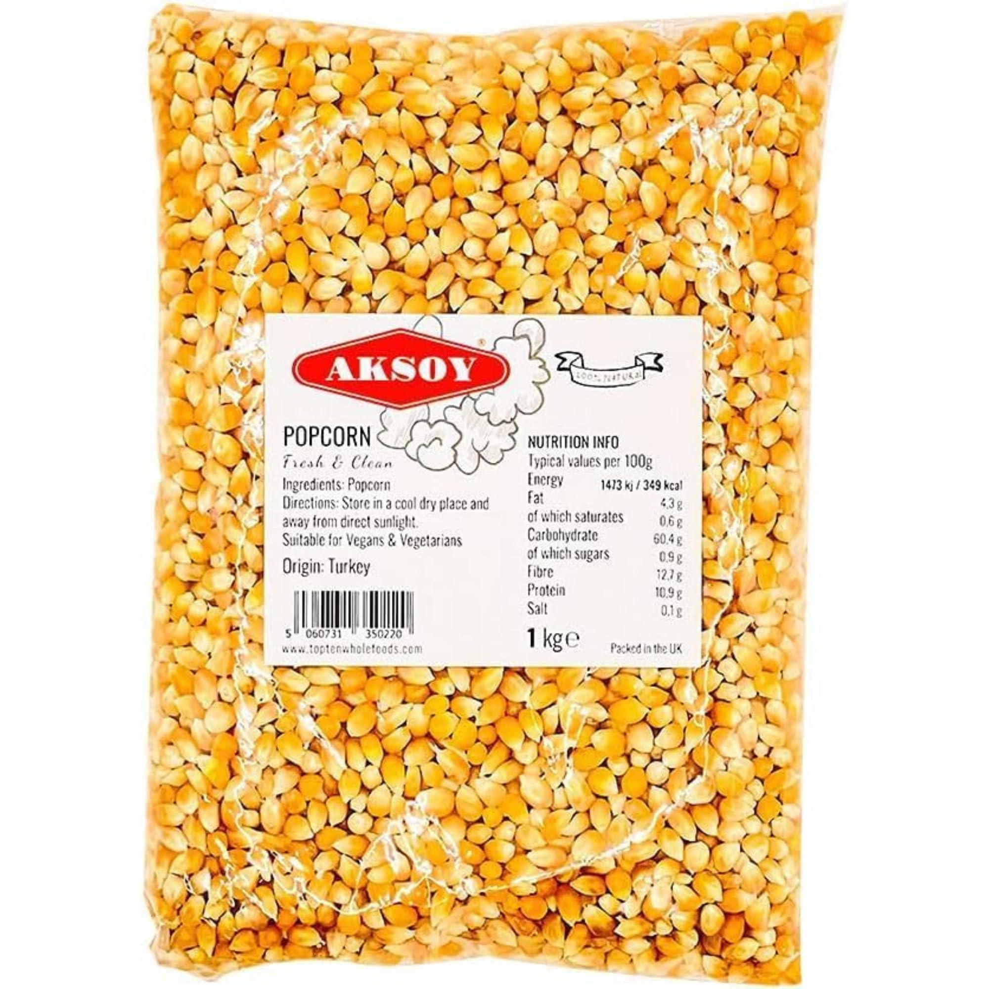 AKSOY Popping Corn Kernels - 1KG | Non-GMO White Kernels for Stovetop or Popper 1