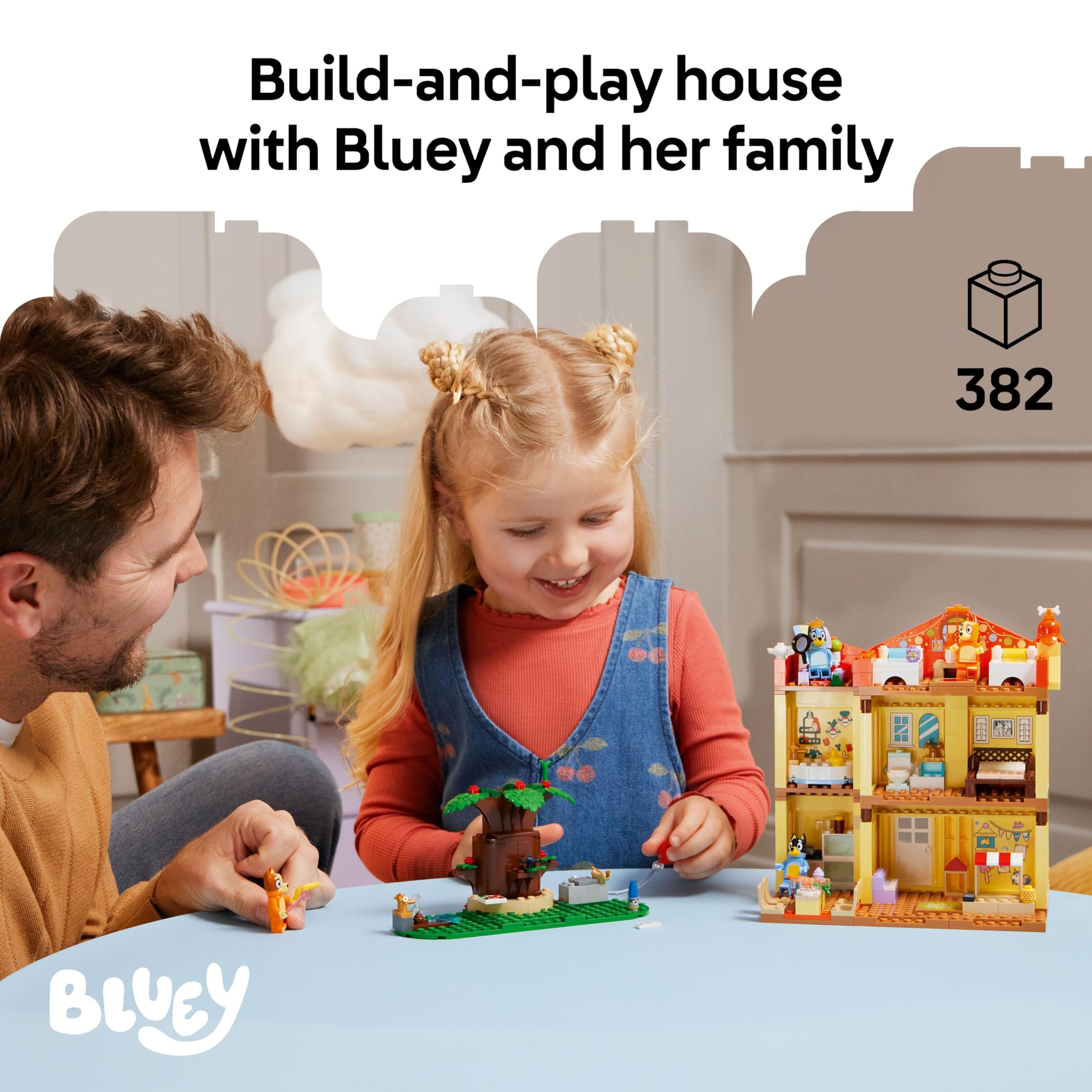 LEGO Bluey's Family House Building Set - Modular Playset with 4 Minifigures | Ages 4+