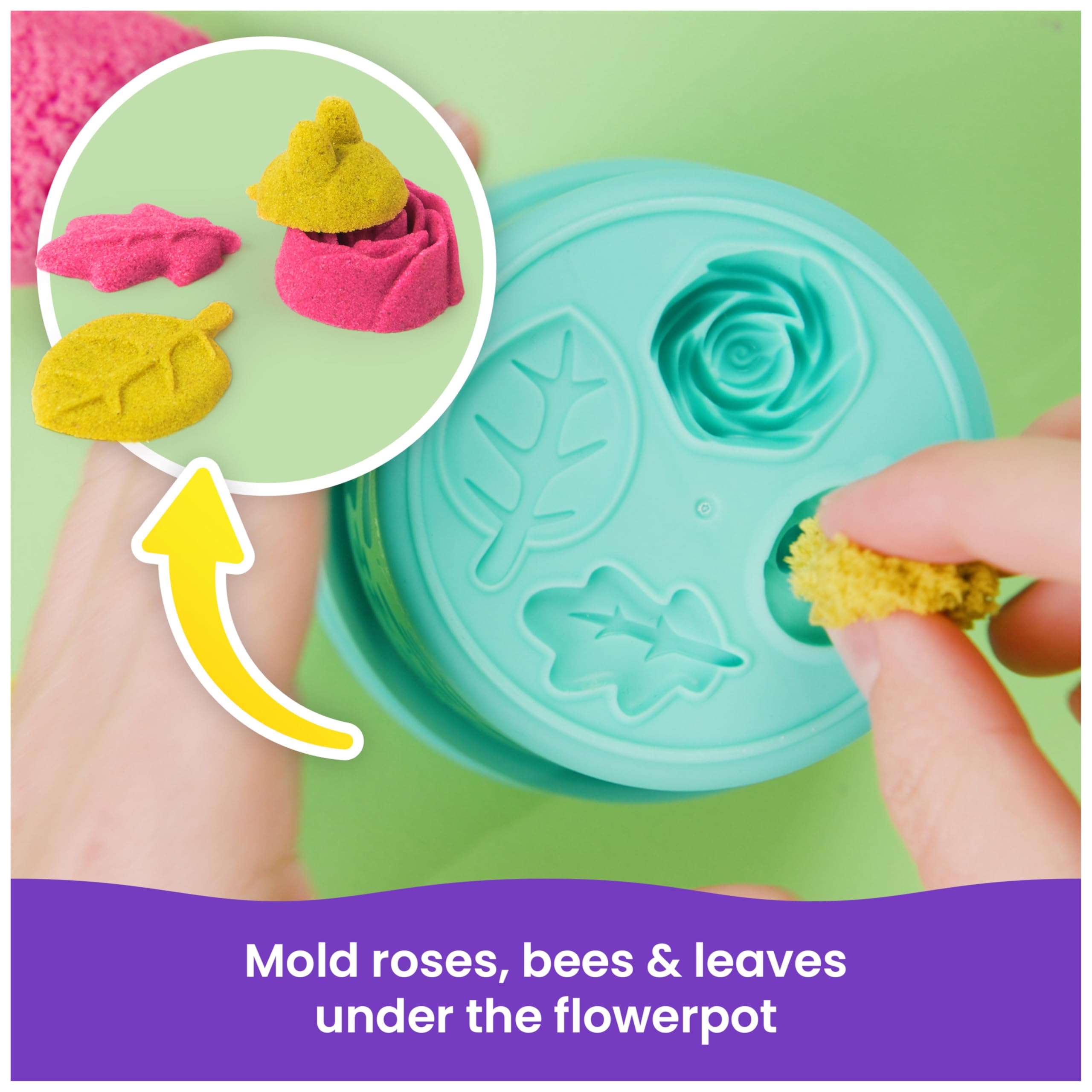 Kinetic Sand SquishBlossom Blooming Flower Sand Art Kit | 227g Pink & Yellow Sand | Ages 5-14 4