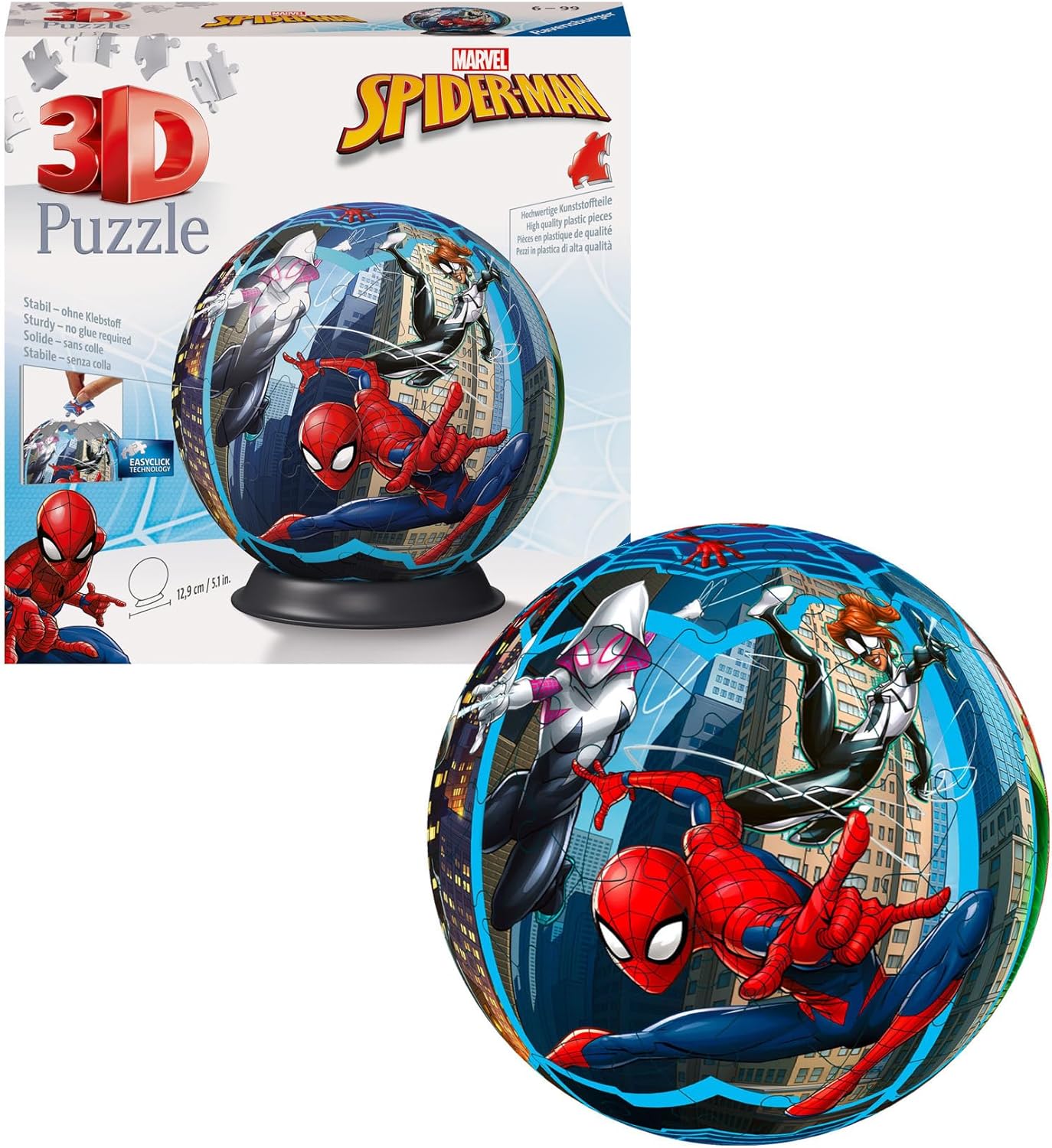Ravensburger Marvel Spiderman 3D Jigsaw Puzzle - 72-Piece 3D Puzzle Ball for Kids 6 Years and Up 1