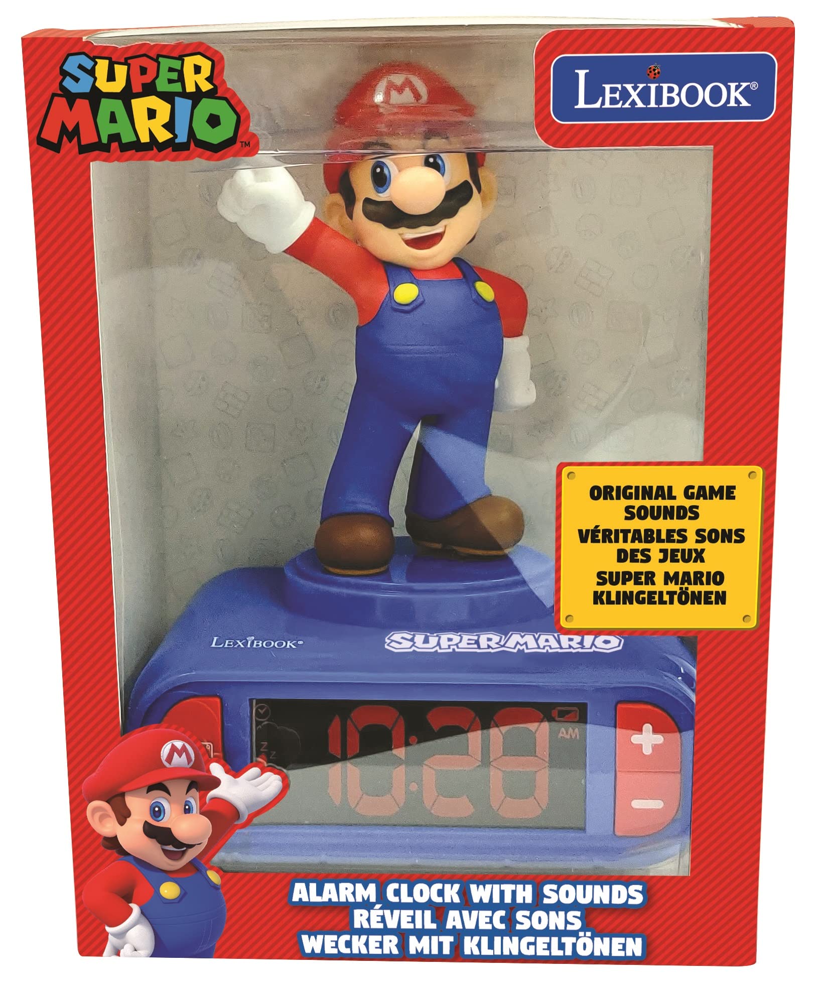 Super Mario - Nintendo Digital Alarm Clock with Sound Effects - Blue/Red 4