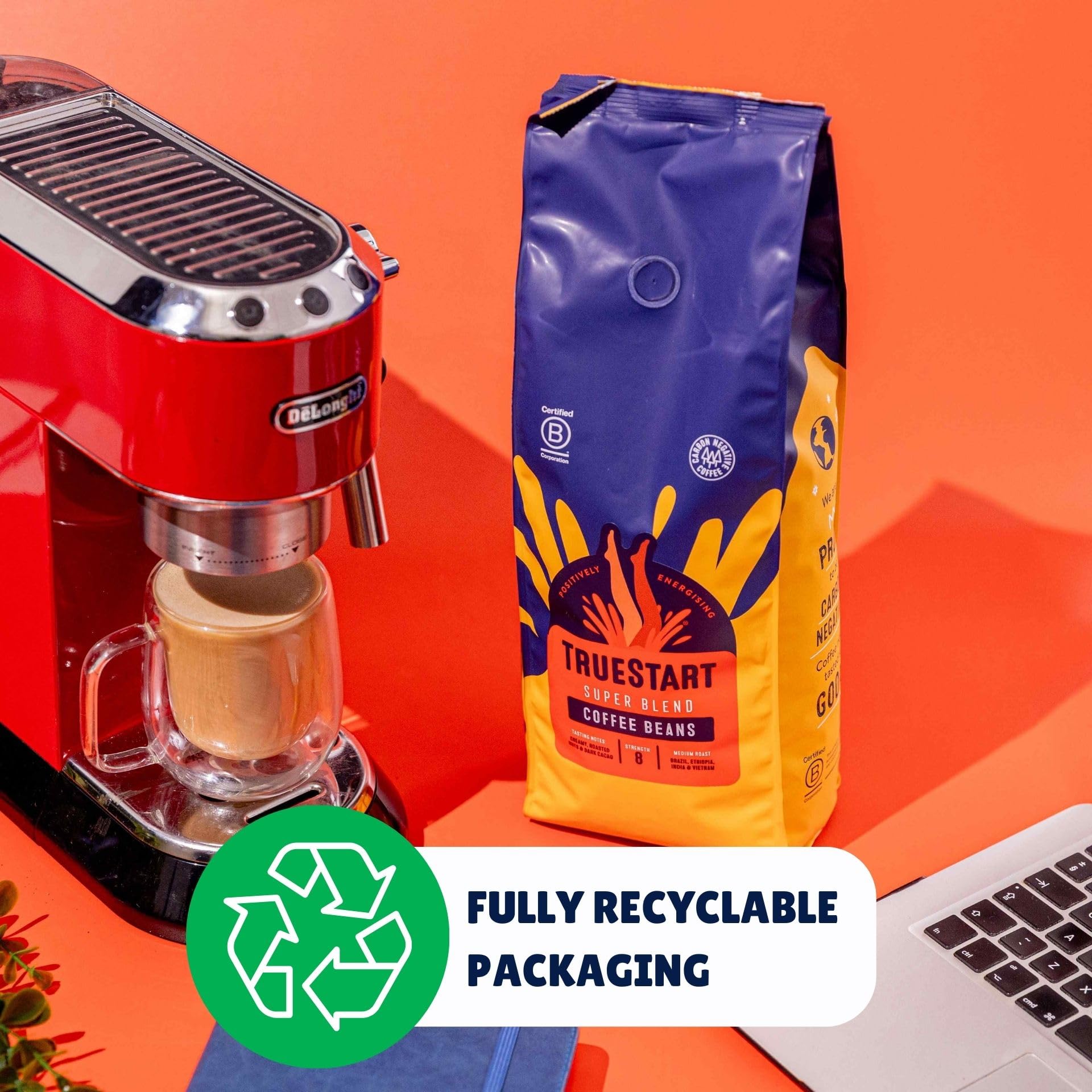 TrueStart Colombian Arabica Ground Coffee 1kg - Medium Roast for Cafetiere, V60 & Aeropress 3